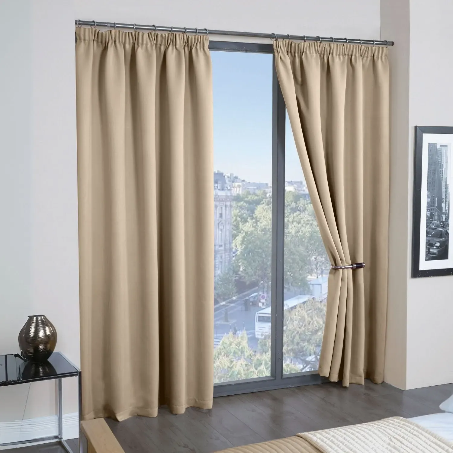 Cali Latte Pencil Pleat Blackout Curtains - Natural, Polyester product