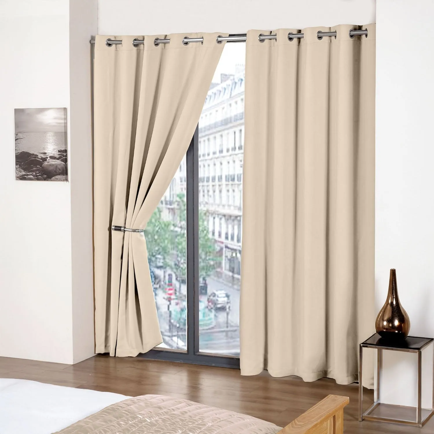 Cali Latte Thermal Blackout Eyelet Curtains - Natural, Polyester product