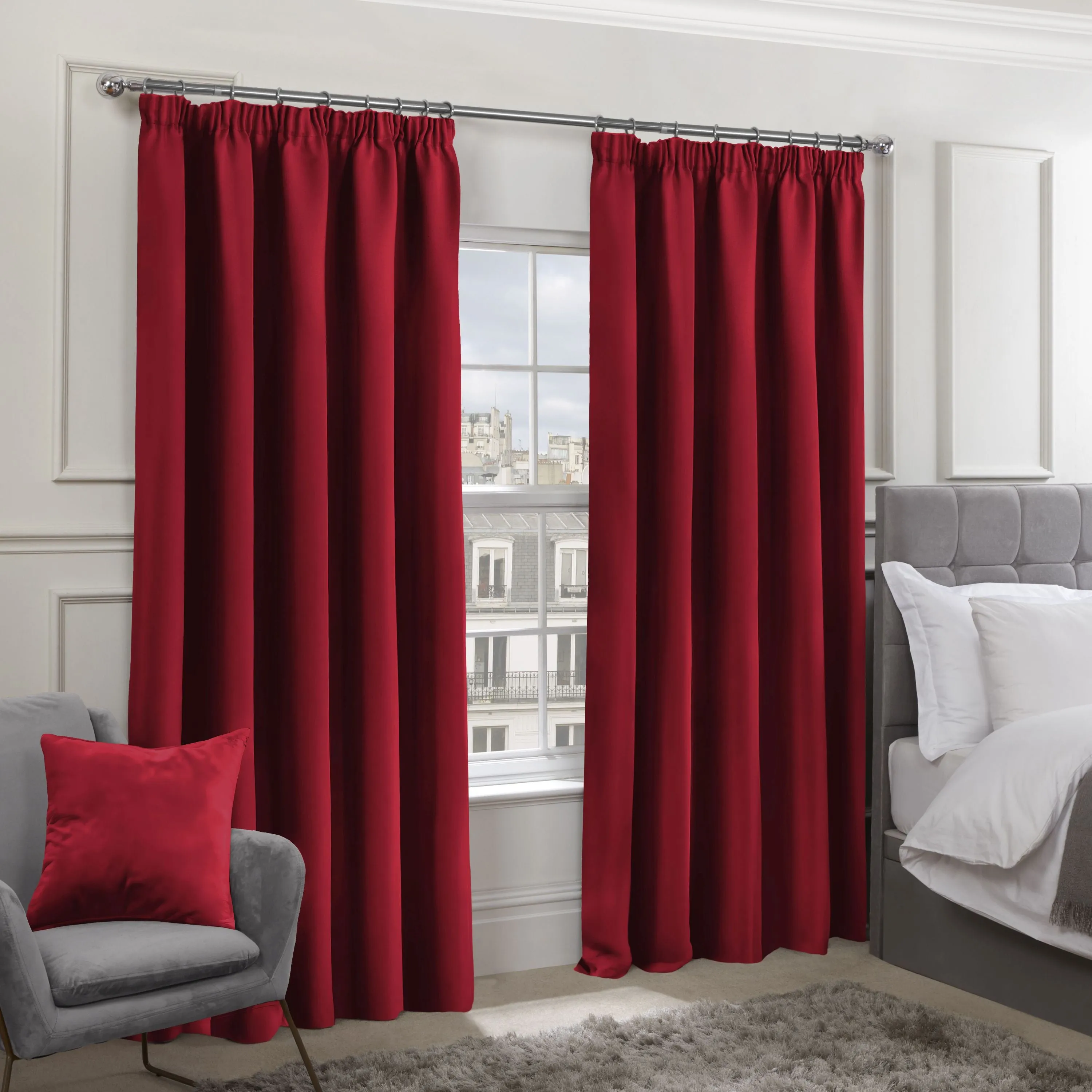Cali Pencil Pleat Blackout Curtains - Red, Polyester product