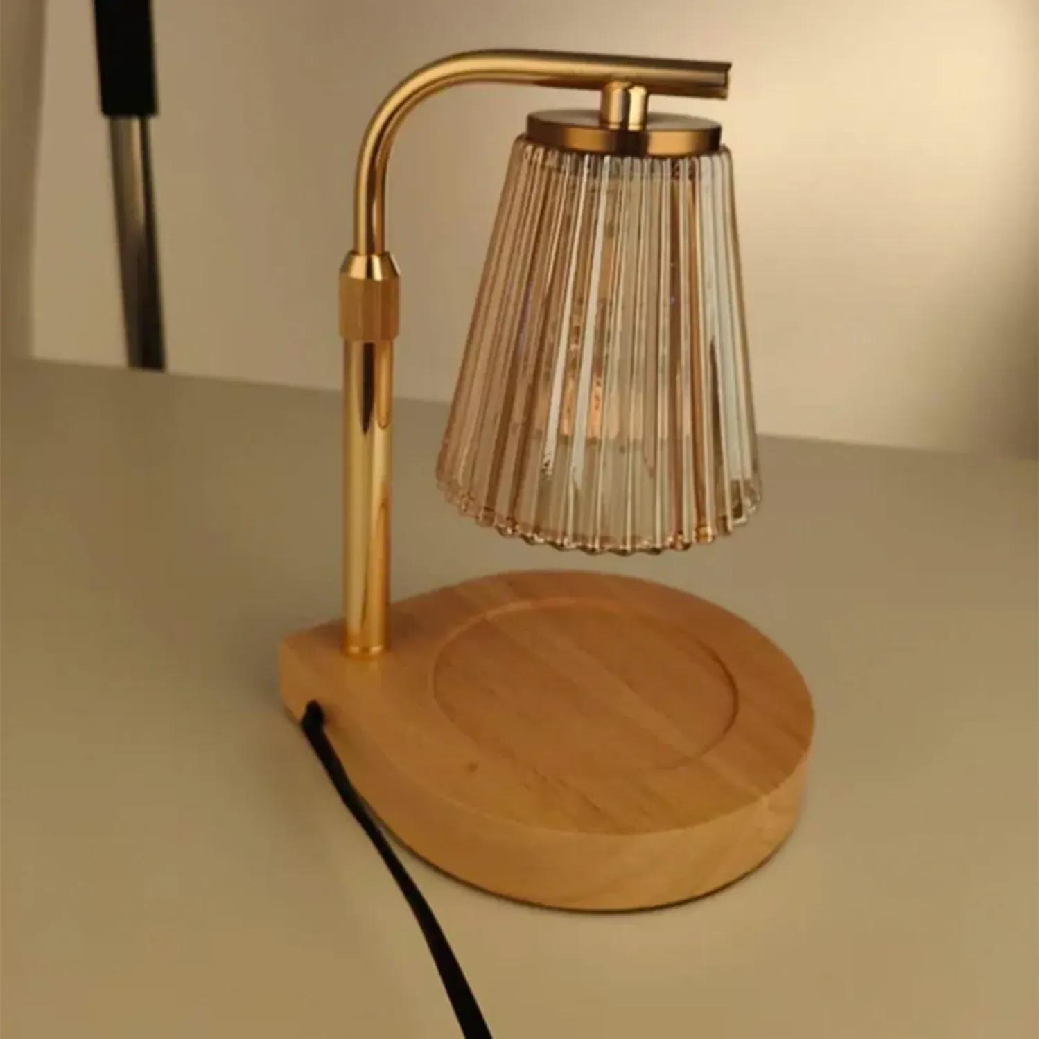 Candle Wax Melt Warmer Lamp with Glass Shade - Gold product
