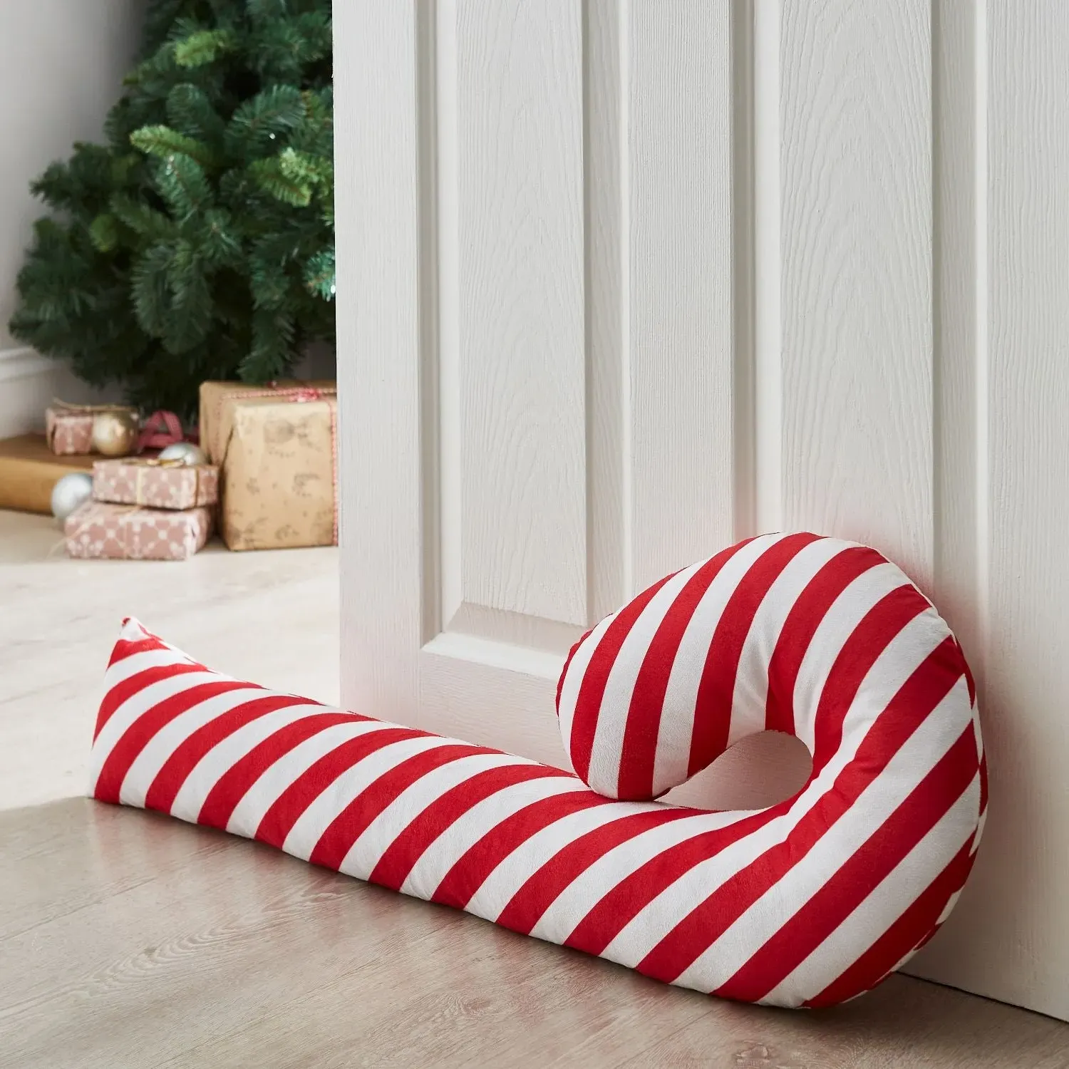 Candy Cane Door Draught Excluder - White