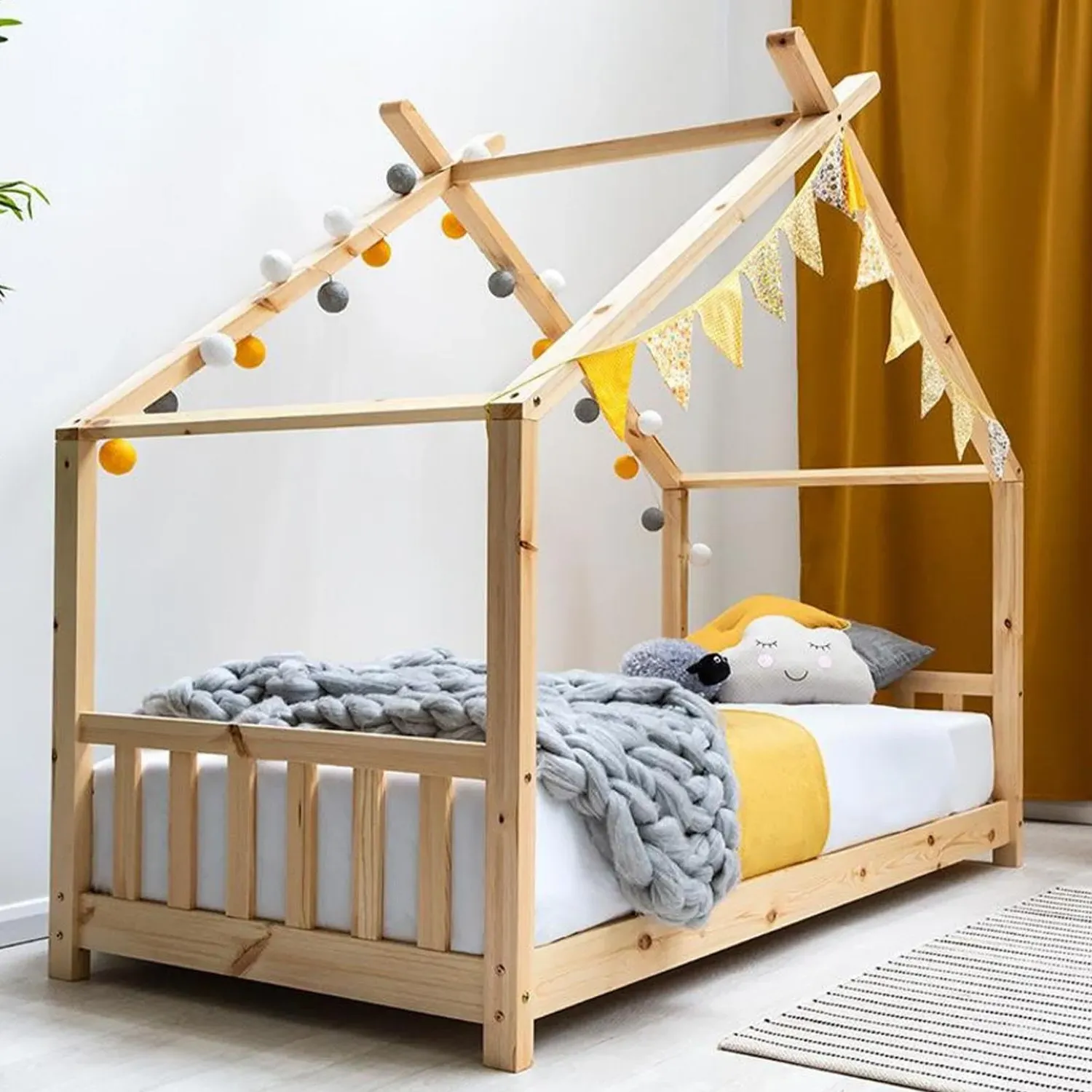 Canopy Kids Single House Bed Frame - Brown, Pine by Julian Charles, image 2