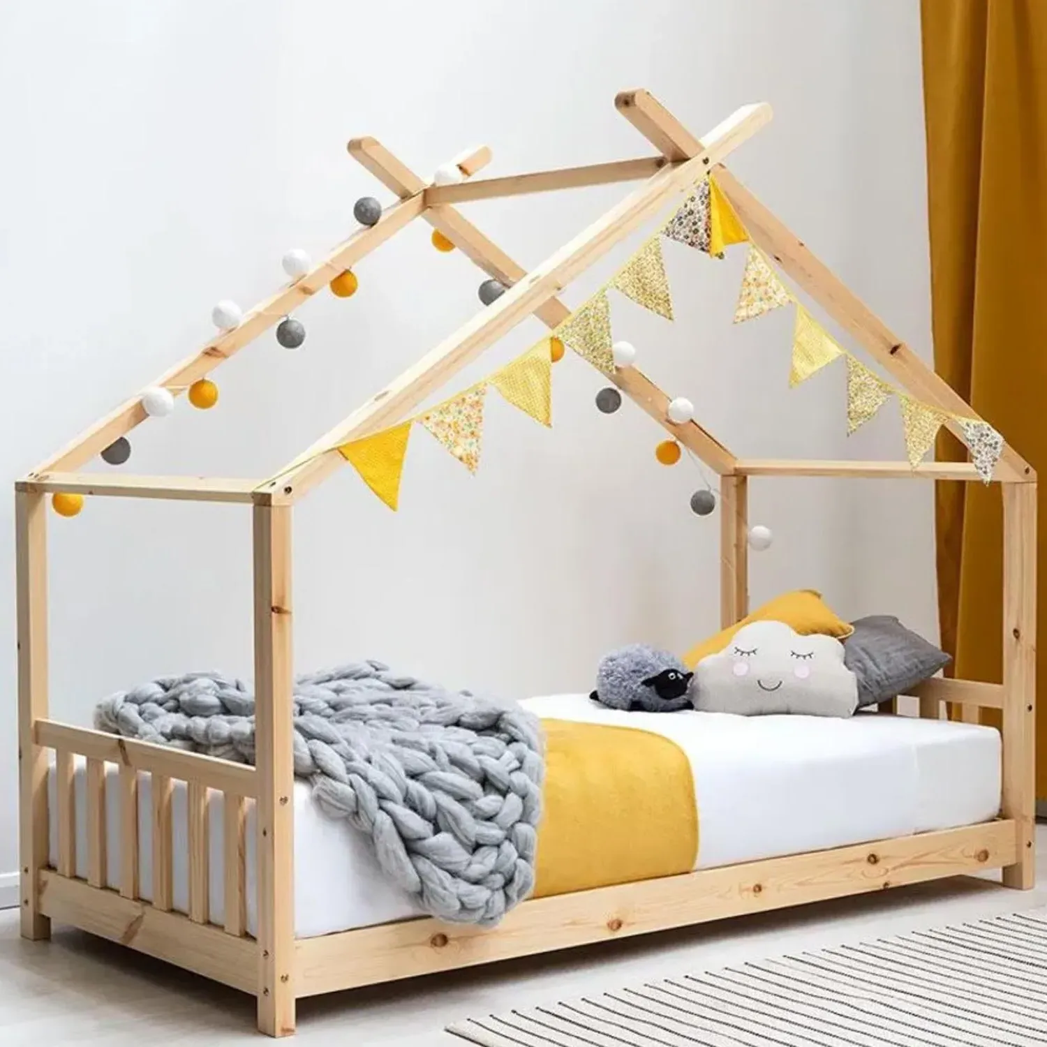 Canopy Kids Single House Bed Frame - Brown, Pine by Julian Charles