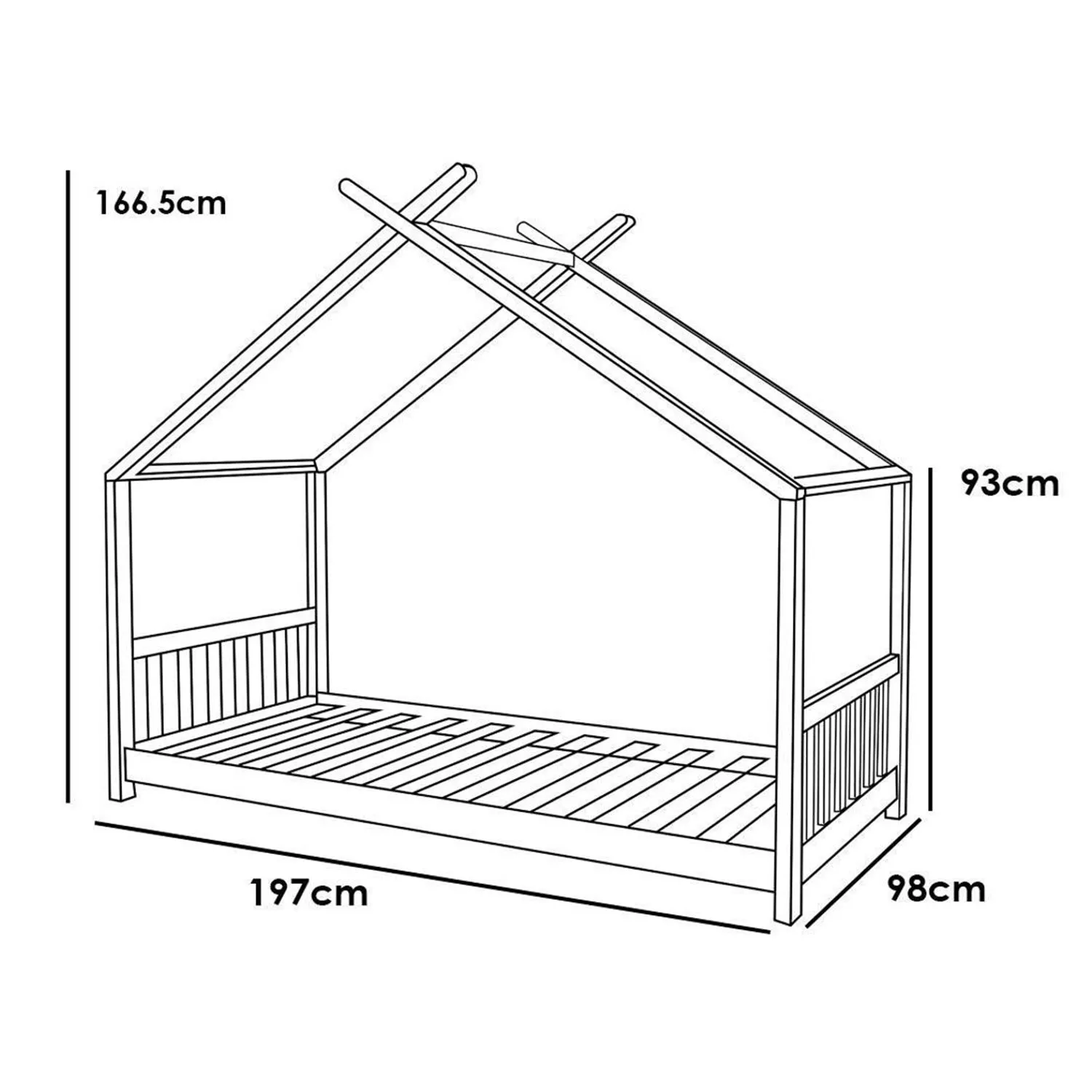 Canopy Kids Single House Bed Frame - Grey, Pine by Julian Charles, image 2