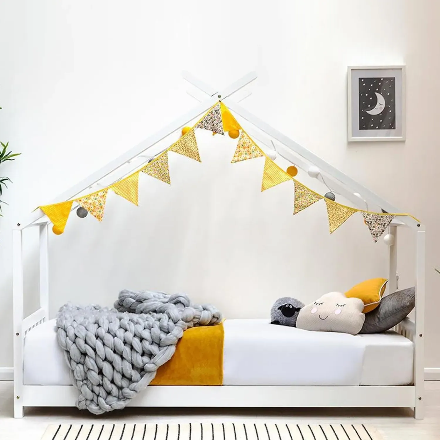 Canopy Kids Single House Bed Frame - White, Pine by Julian Charles, image 2