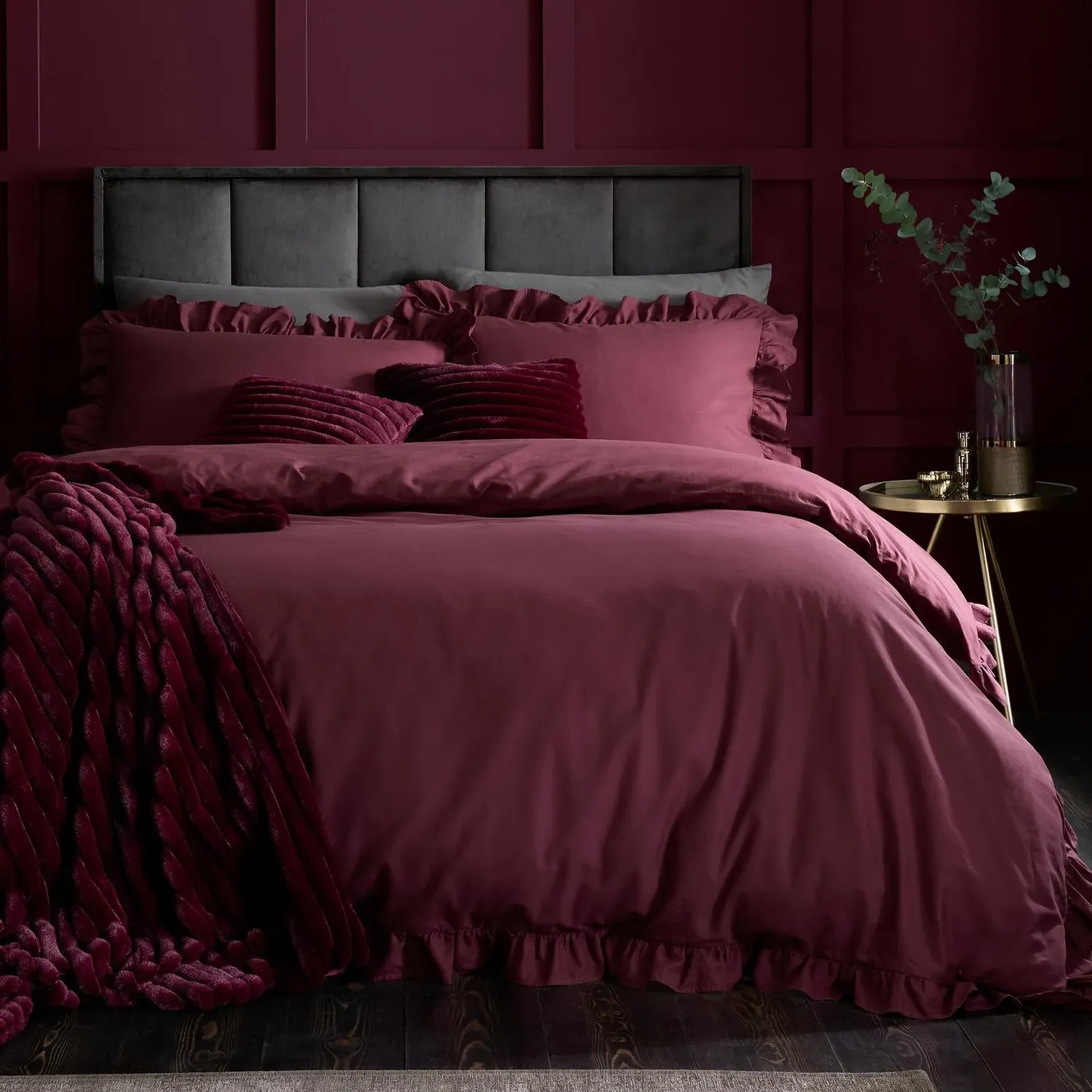 Cassia Frill Single Duvet Set - Purple, Cotton product