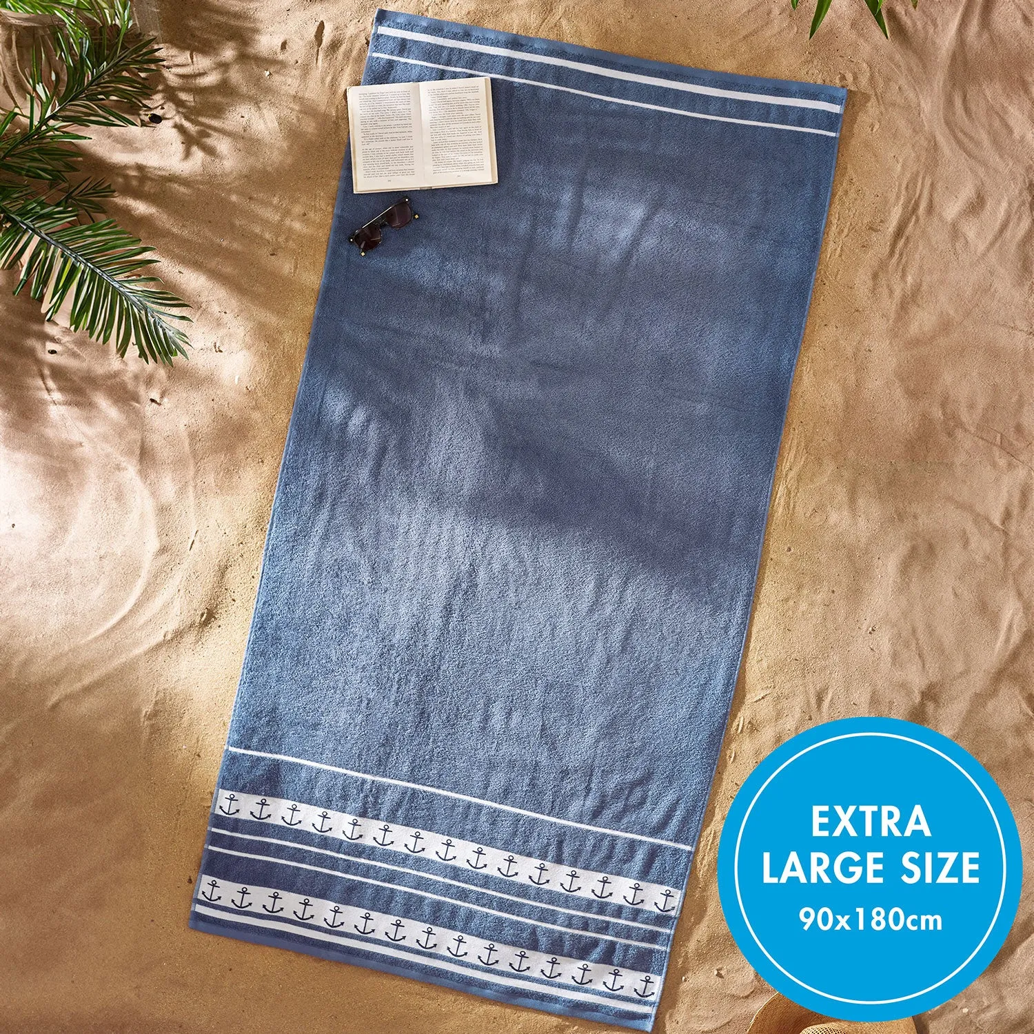 Catherine Lansfield Anchors Extra Large Beach Towel - Blue, Cotton product