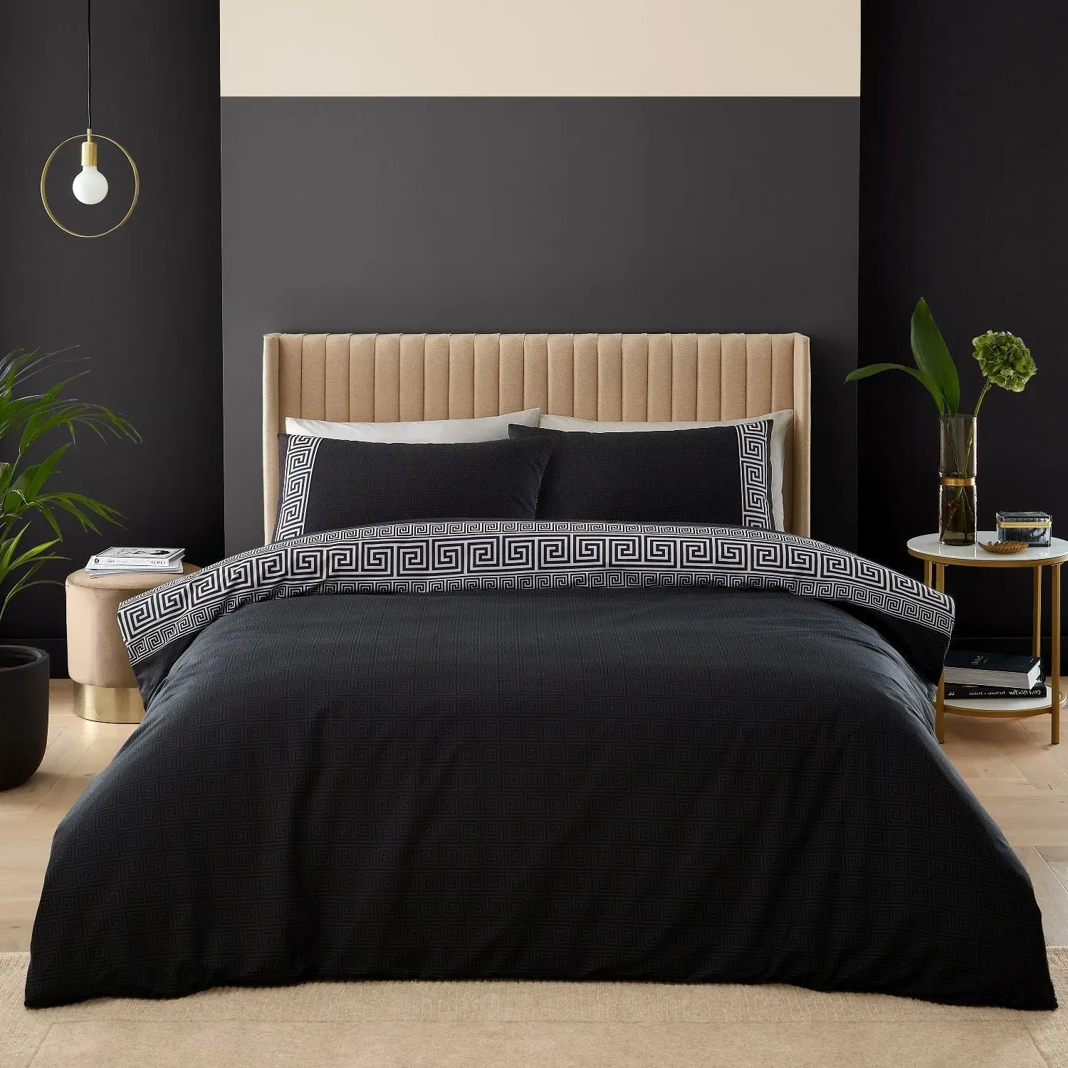 Double Duvet Set Greek Key - Black, Cotton product