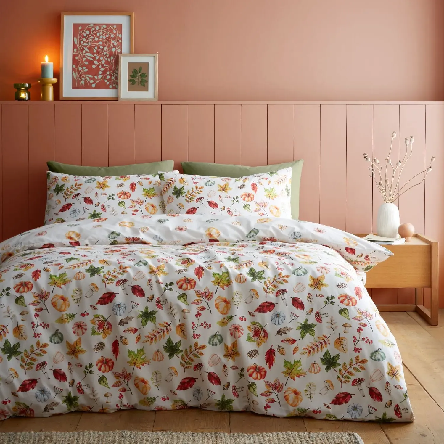 Catherine Lansfield Autumn Pumpkins Reversible Duvet Set - Single, Orange product