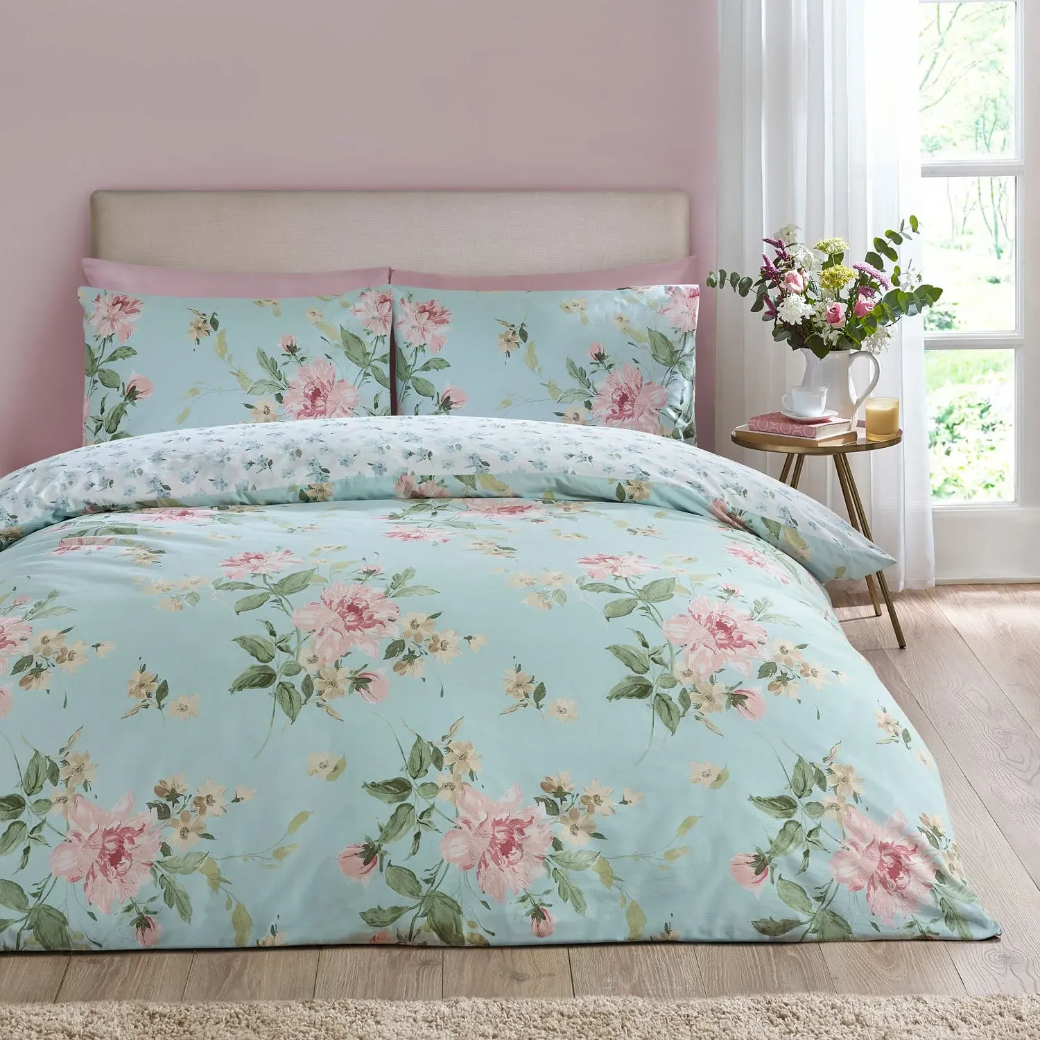 Catherine Lansfield Avebury Single Reversible Duvet Set - Duck Egg Blue product