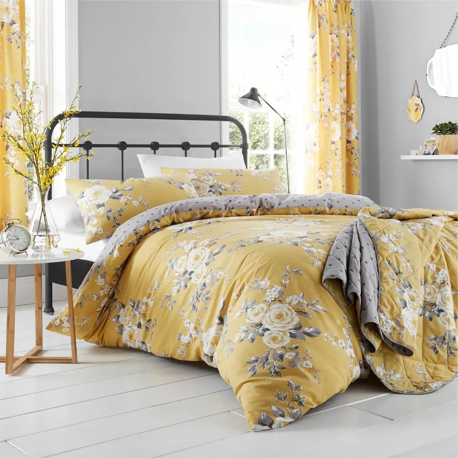 Single Floral Reversible Duvet Set - Yellow product