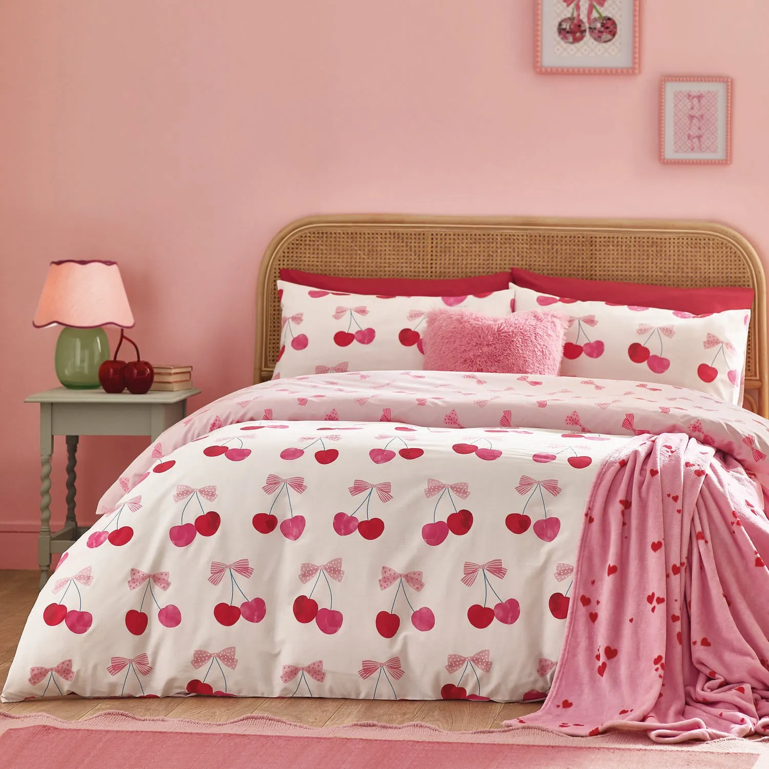 Catherine Lansfield Cherries and Bows Single Duvet Set - Pink product