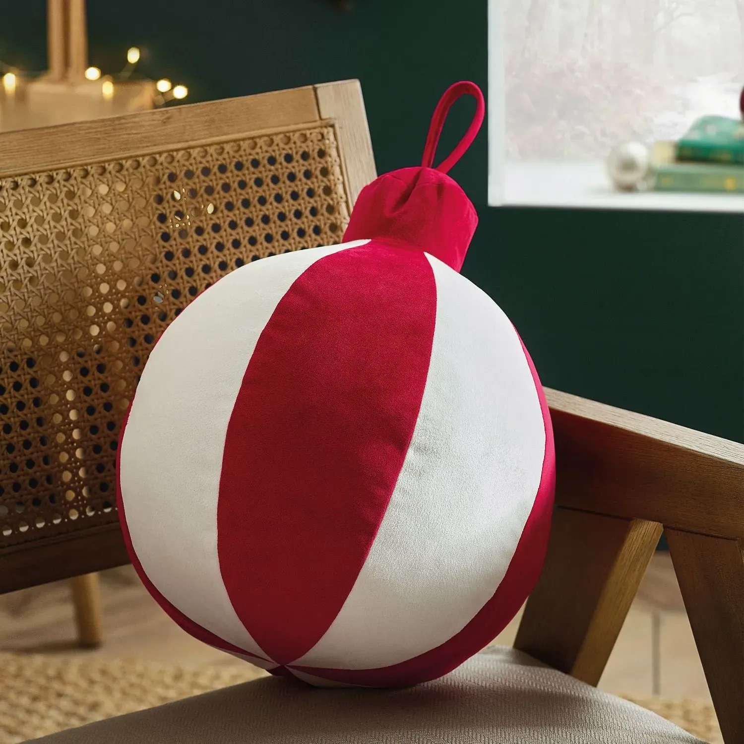 Catherine Lansfield Christmas Bauble 3D Shaped Cushion - White by Julian Charles