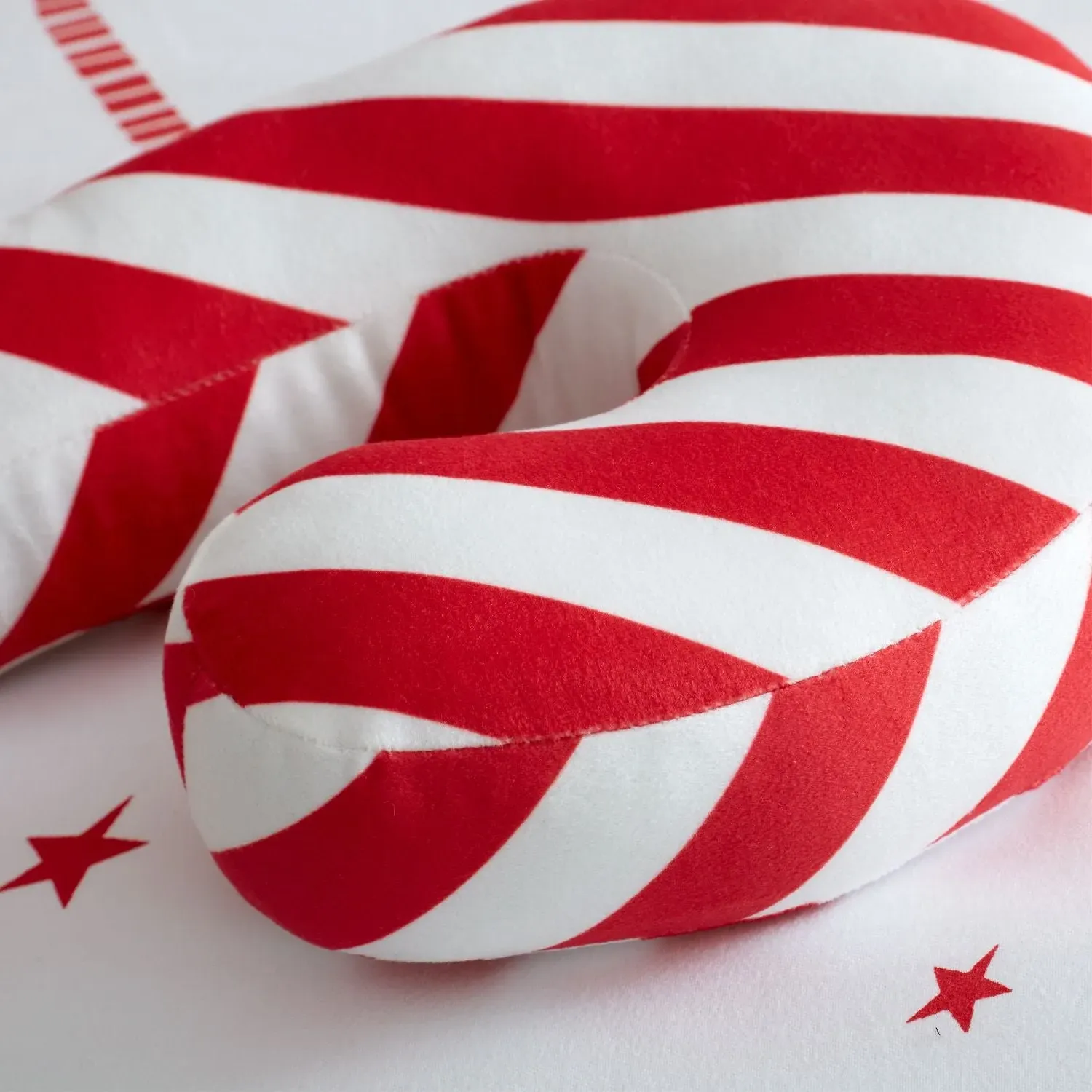 Catherine Lansfield Christmas Candy Cane Fleece Shaped Cushion - Red by Julian Charles, image 2