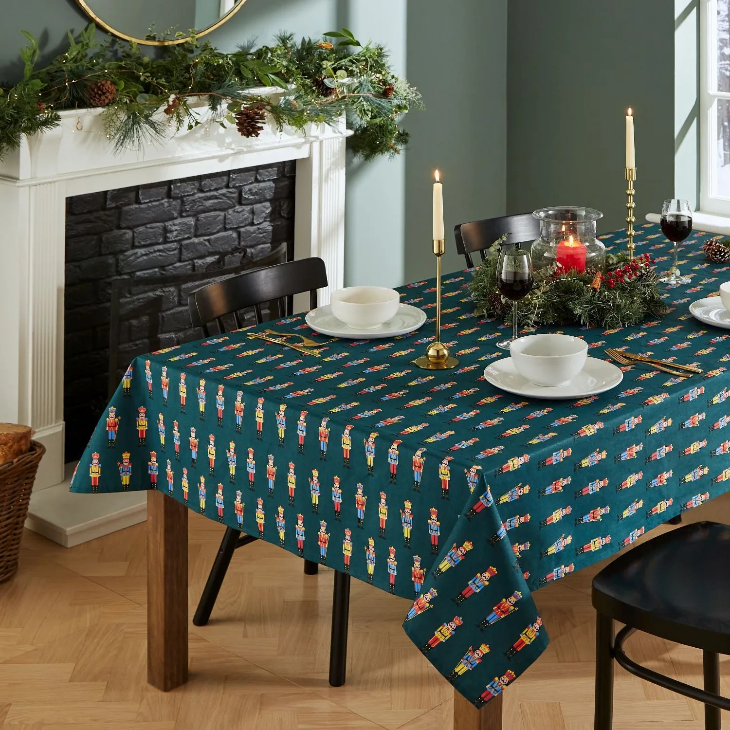 Catherine Lansfield Christmas Nutcracker Table Cloth - Green, Cotton by Julian Charles