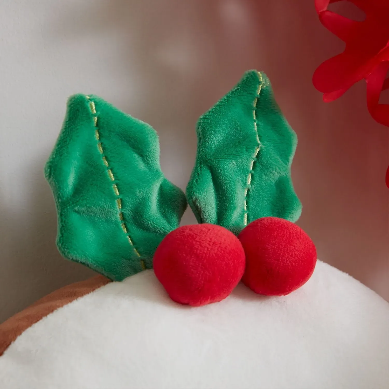 Catherine Lansfield Christmas Pudding 3D Shaped Cushion - Brown by Julian Charles, alternate view
