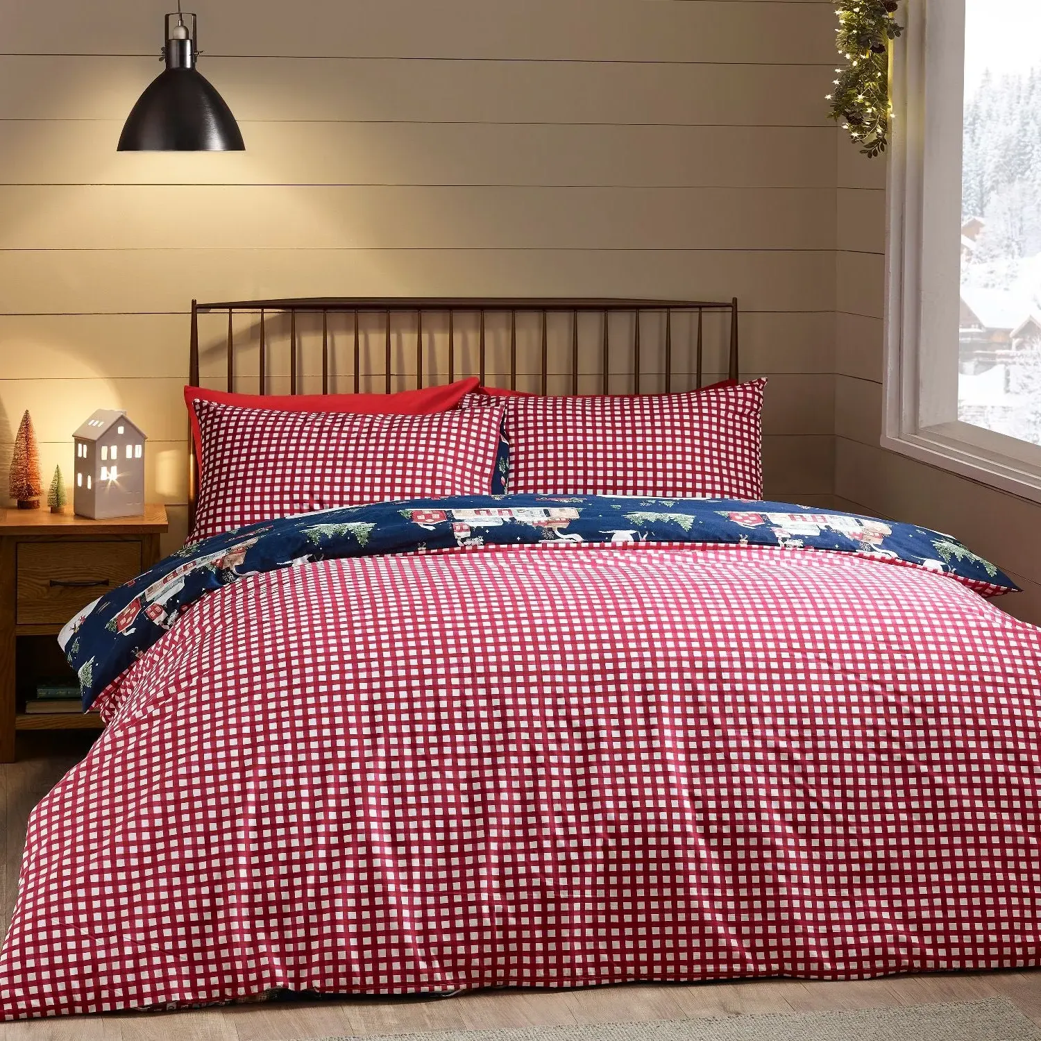 Catherine Lansfield Christmas Ski Village Super King Duvet Set - Navy Blue by Julian Charles, alternate view