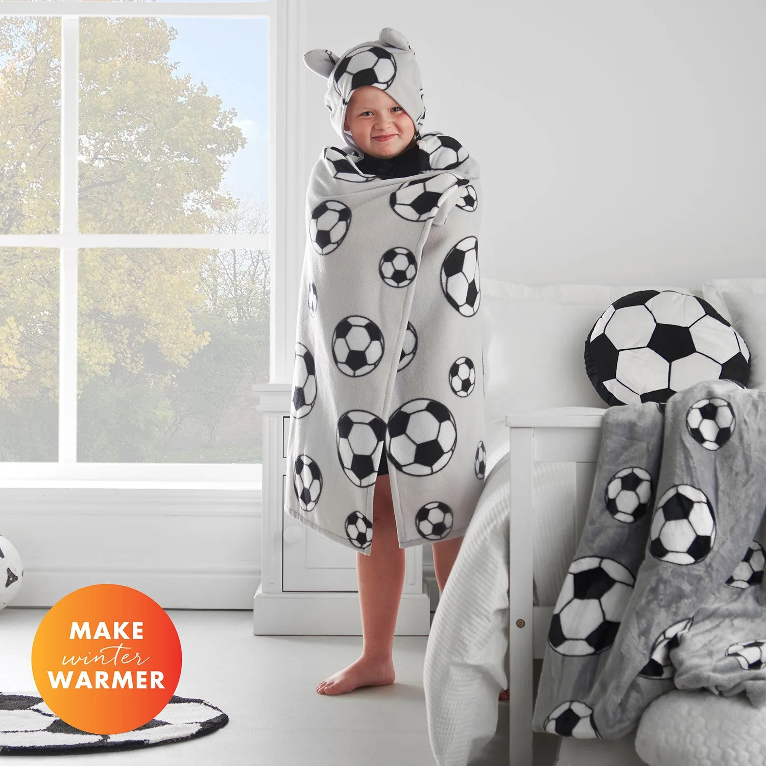 Catherine Lansfield Cosy Football Fleece Blanket Throw - Grey product