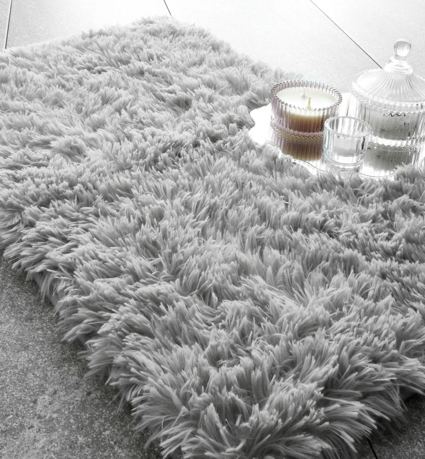Catherine Lansfield Deep Pile Faux Fur Bath Mat - Silver Grey product