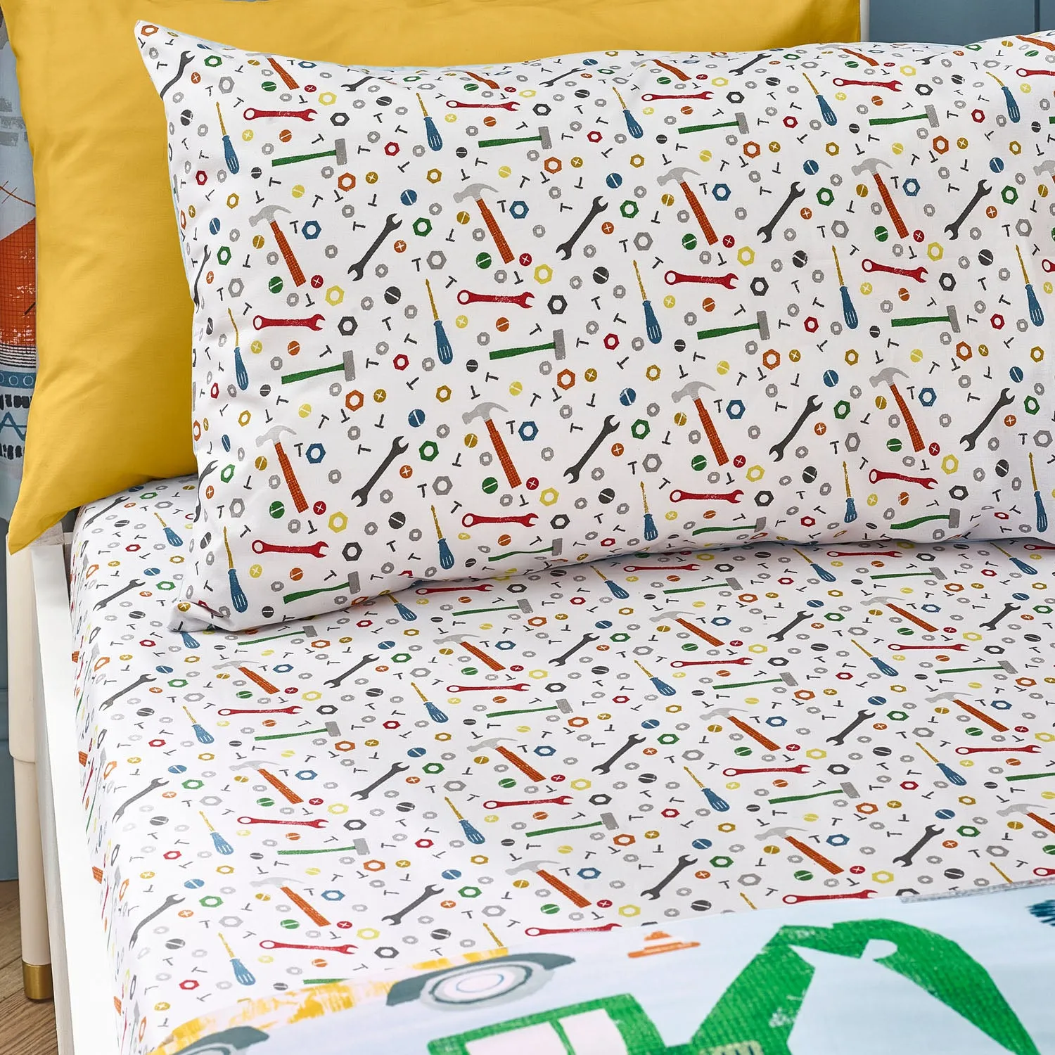 Catherine Lansfield Digger Dreams Cot Bed Fitted Sheet - Multi product