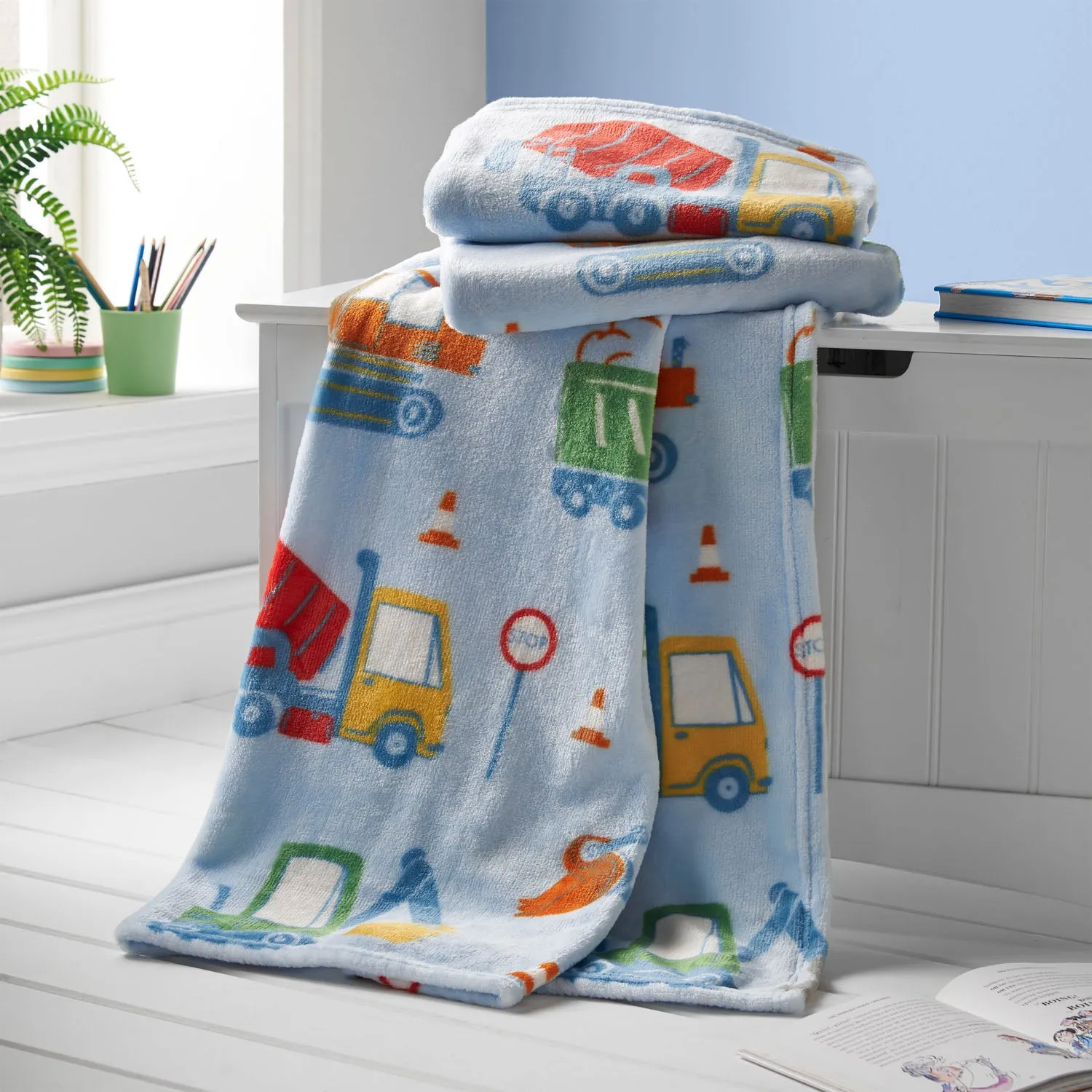 Catherine Lansfield Digger Dreams Fleece Blanket Throw - Blue product