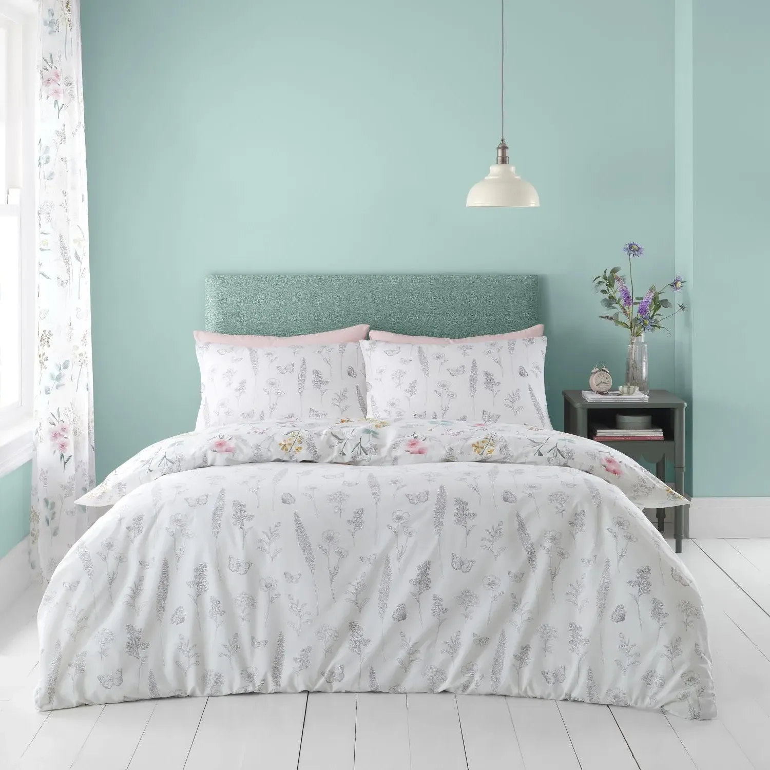 Single Duvet Set Reversible - White, Cotton alternate view