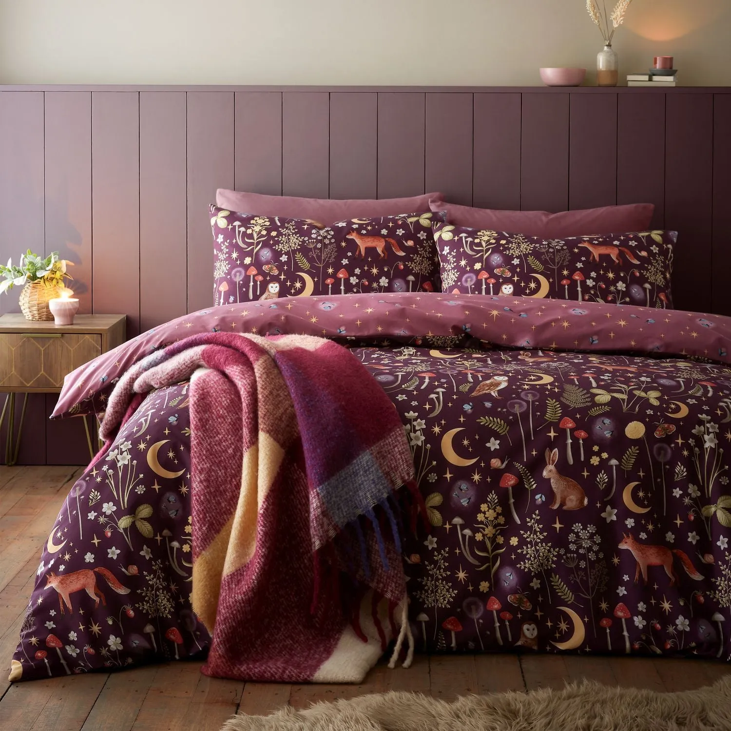 Single Duvet Set Reversible - Purple, Cotton product