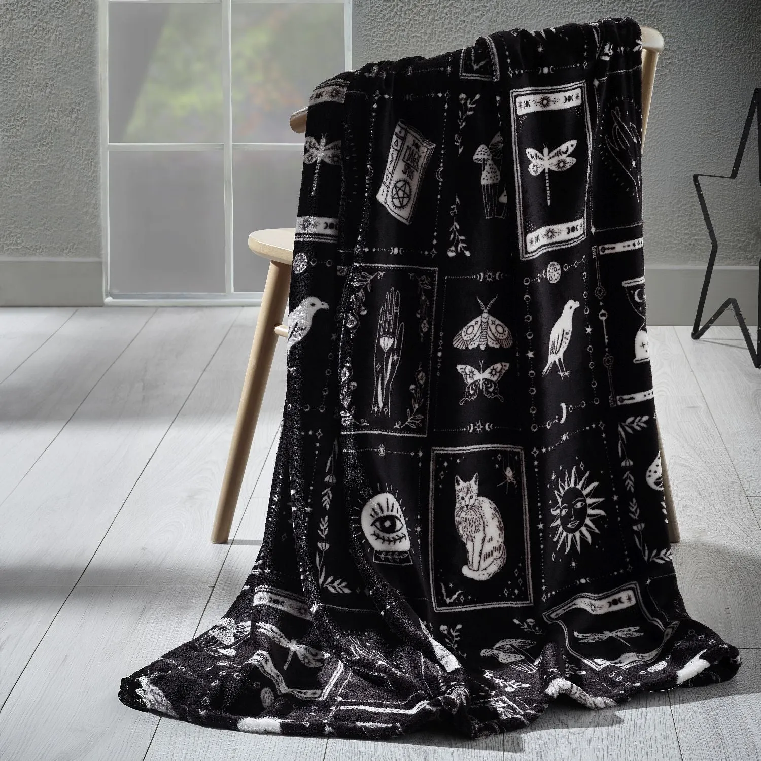 Catherine Lansfield Enchanted Witchcraft Fleece Throw - Black by Julian Charles