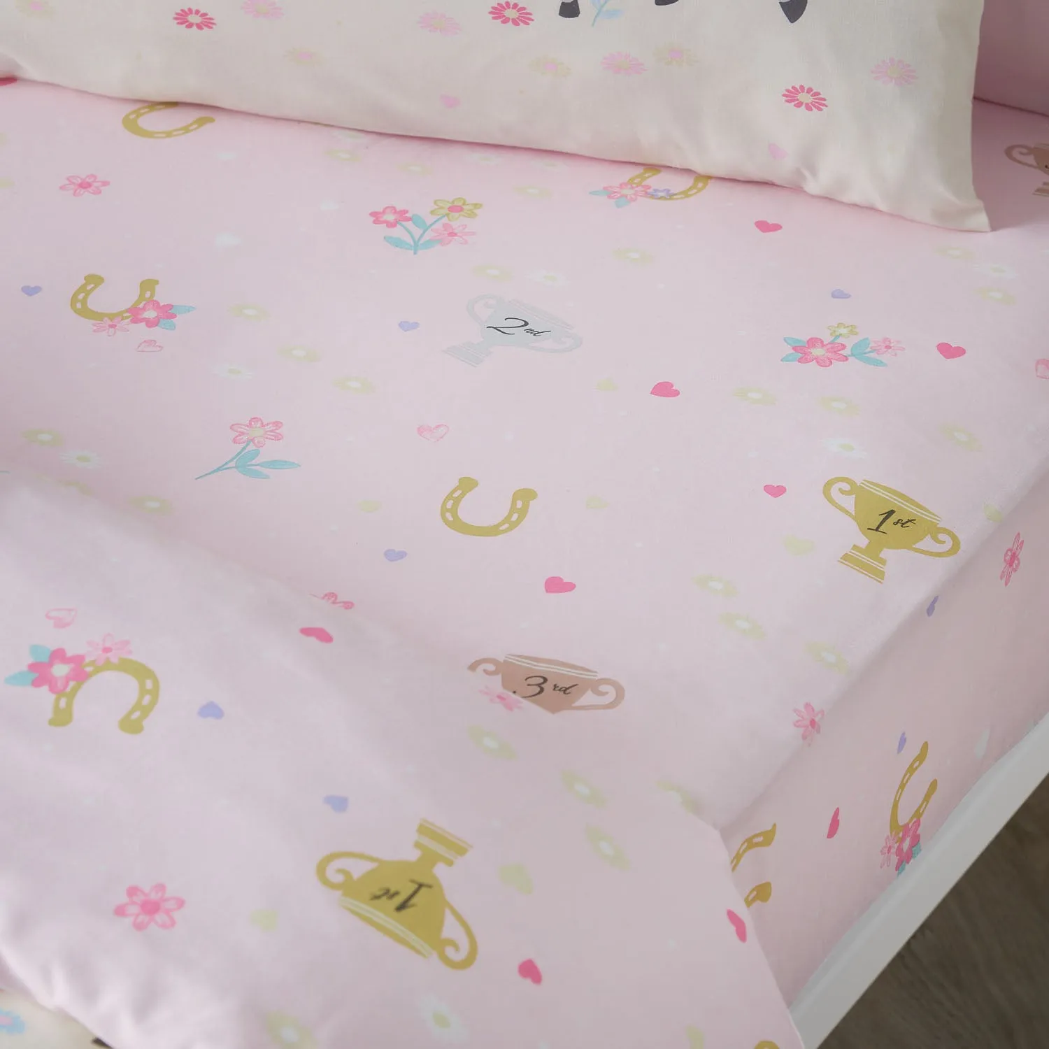 Catherine Lansfield Happy Horses Cot Bed Fitted Sheet - Pink product