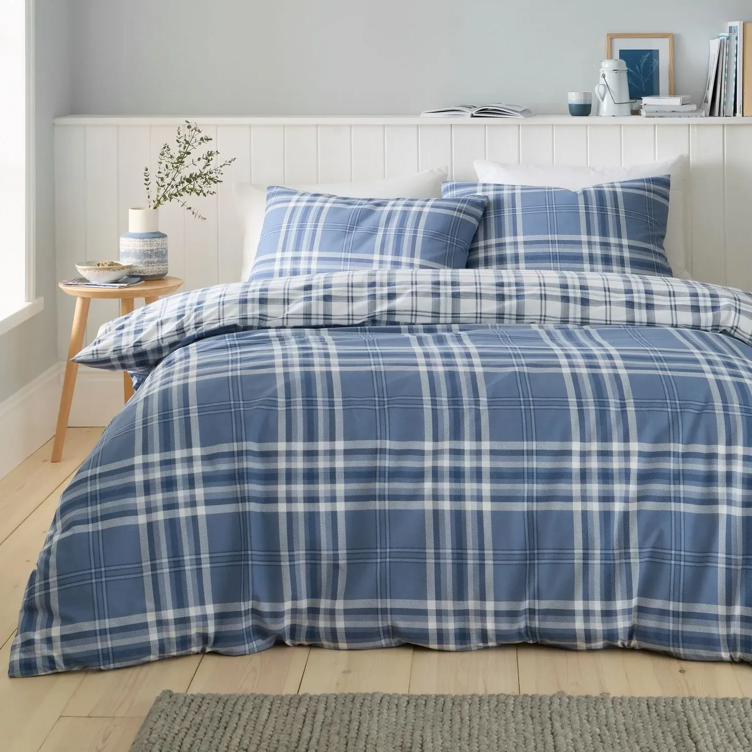 Single Duvet Set Reversible - Blue, Cotton Blend alternate view
