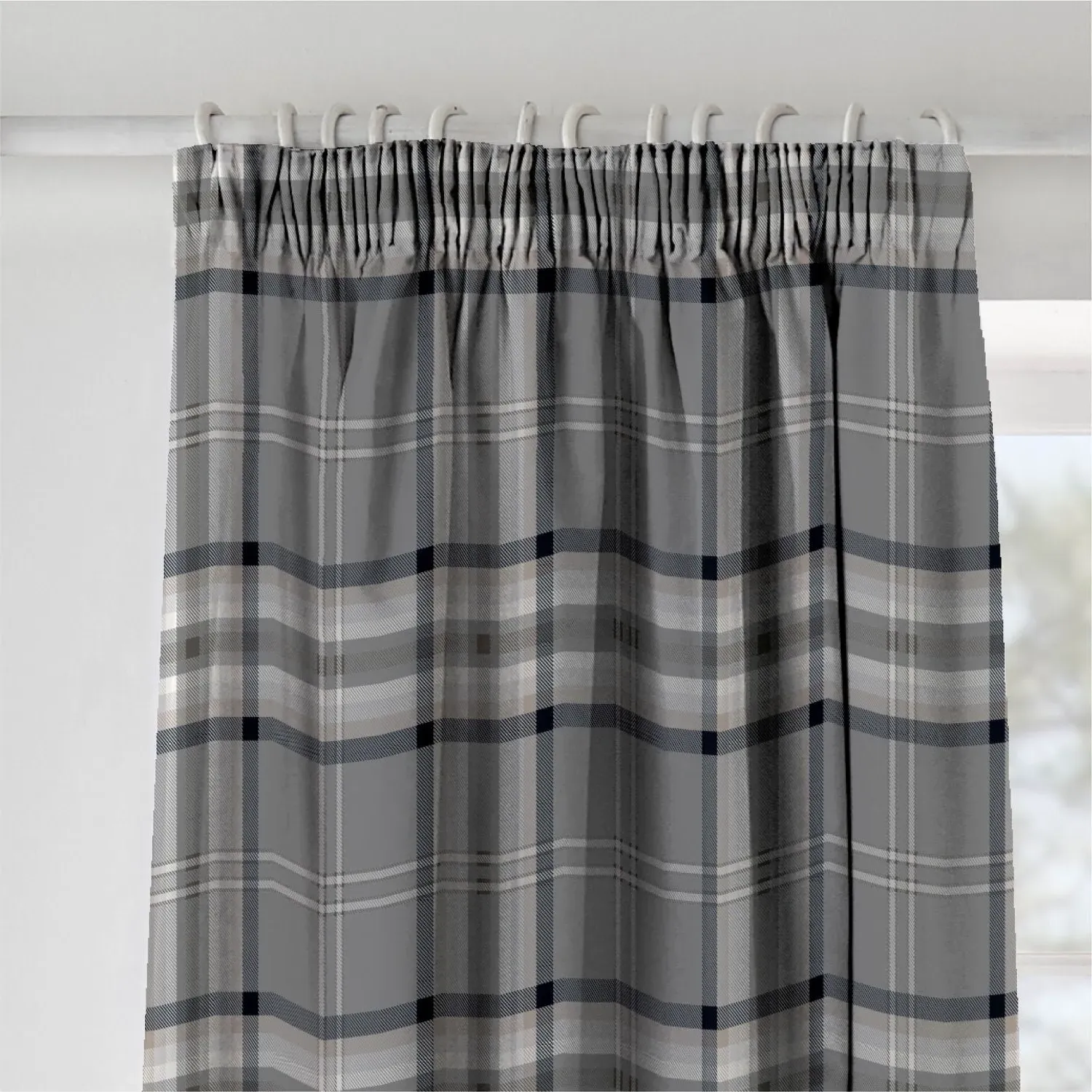 Catherine Lansfield Kelso Pencil Pleat Curtains - Charcoal, Polyester alternate view