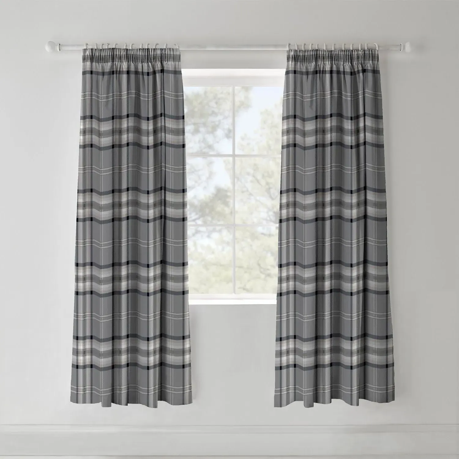 Catherine Lansfield Kelso Pencil Pleat Curtains - Charcoal, Polyester product