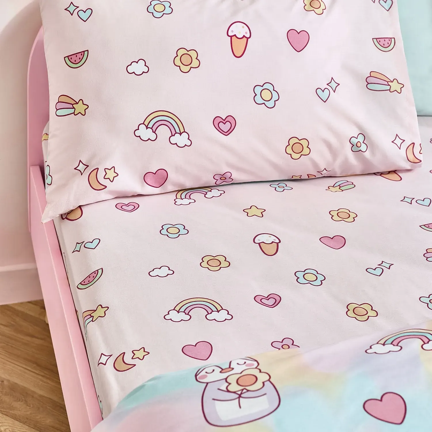 Catherine Lansfield Kids Pastel Forever Together Fitted Sheet - Pink product