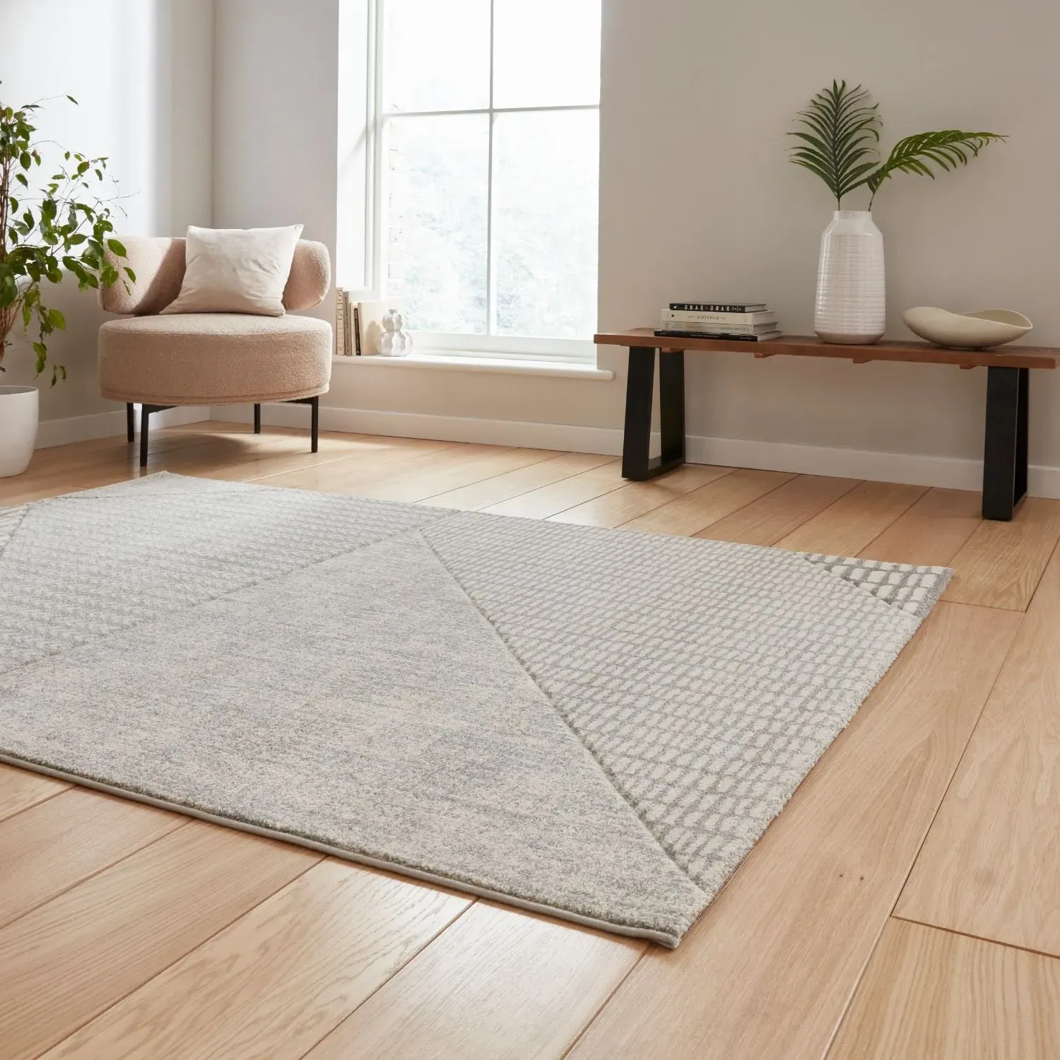Abstract Pattern Rug - Grey, Polypropylene alternate view