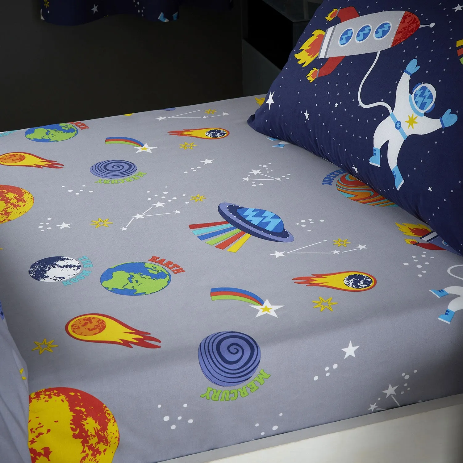 Catherine Lansfield Lost In Space Cot Bed Fitted Sheet - Grey product