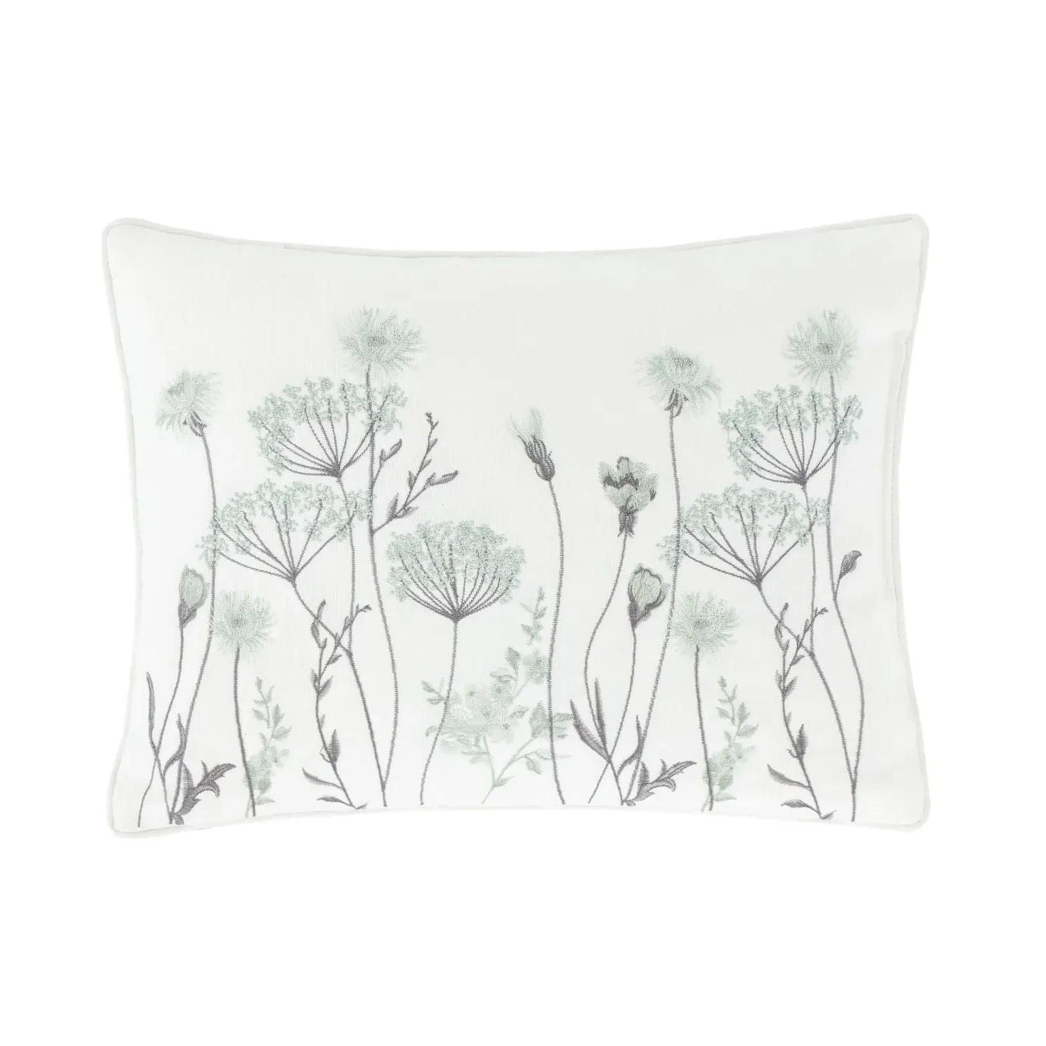 Floral Embroidered Cushion - Green alternate view