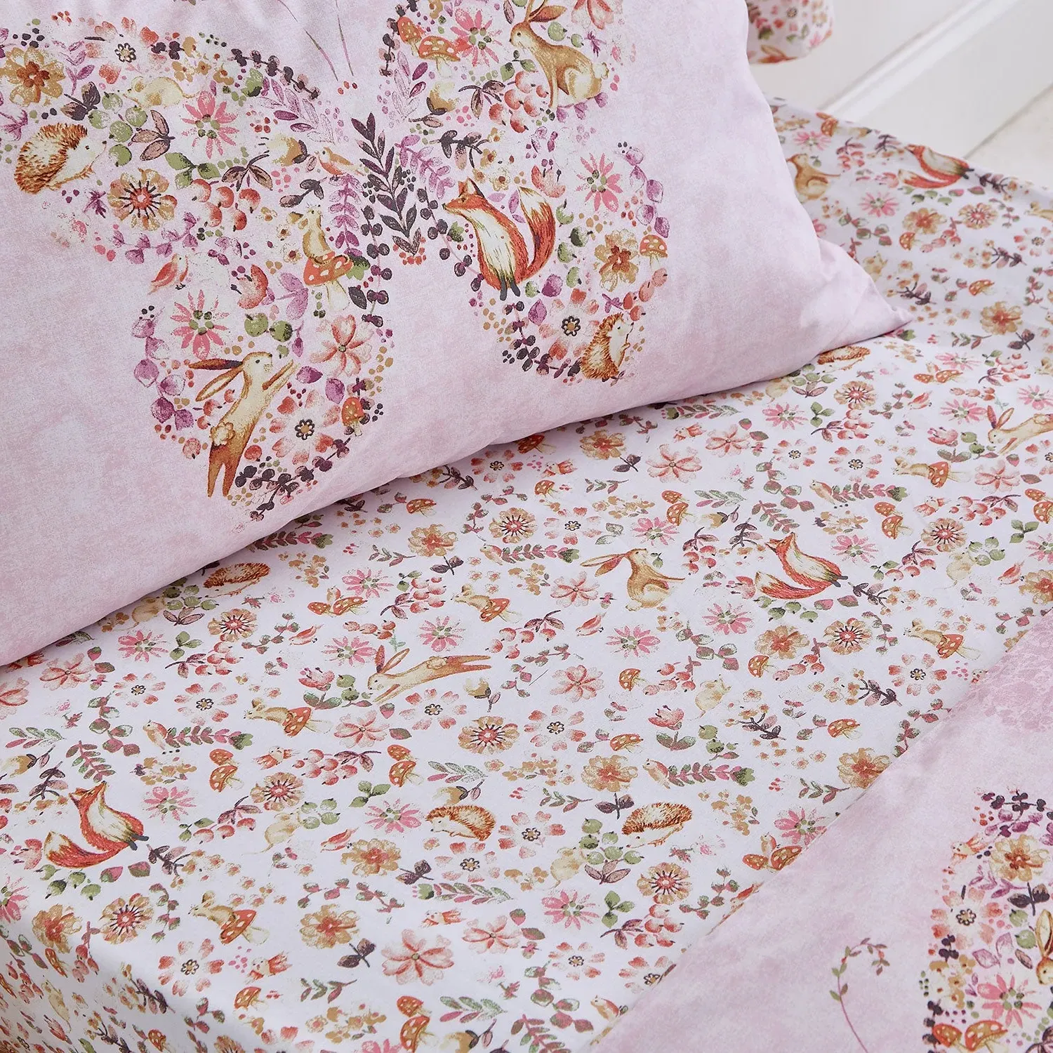 Single Fitted Sheet Butterfly Print - Pink product