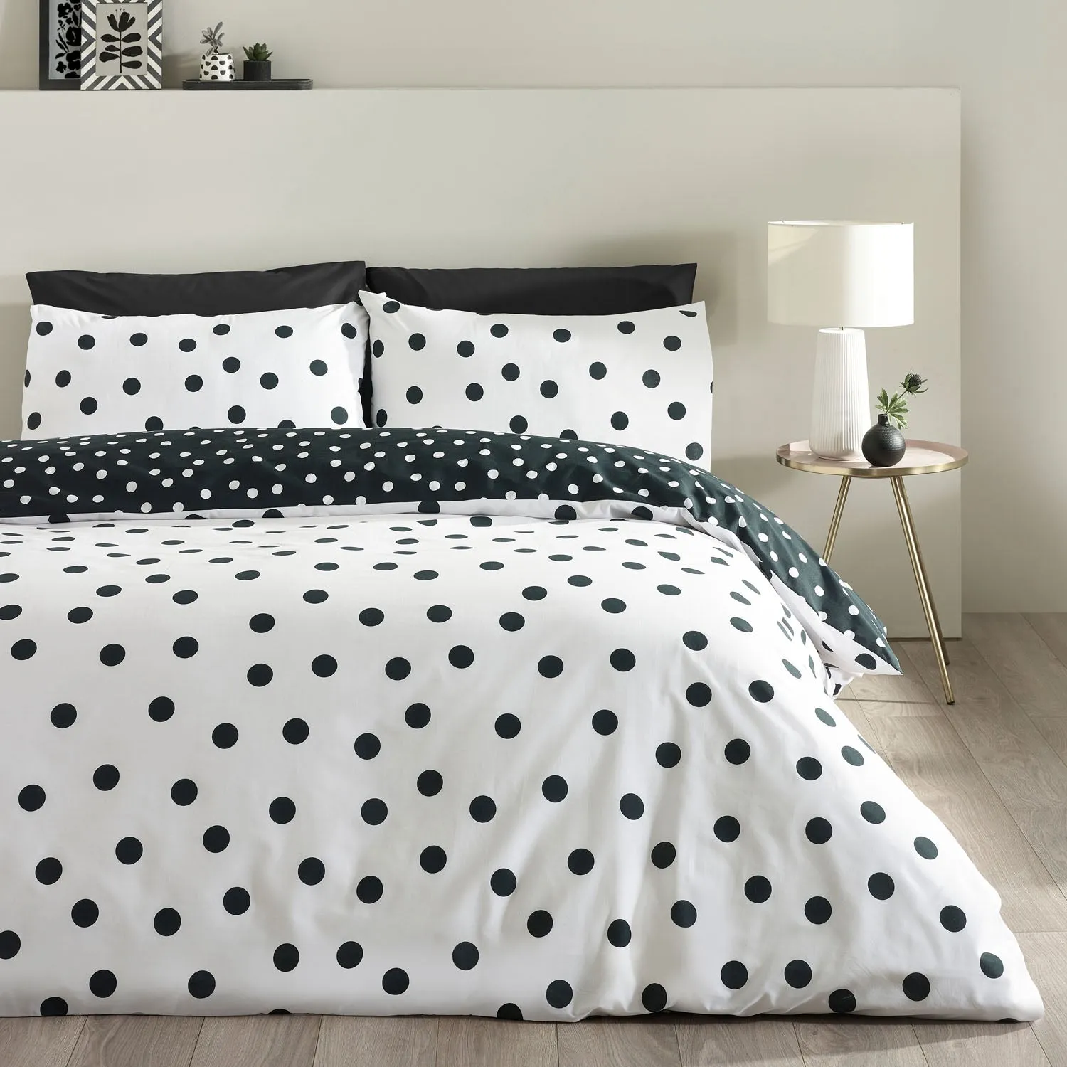 Catherine Lansfield Polka Dot Single Reversible Duvet Set - Black & White product