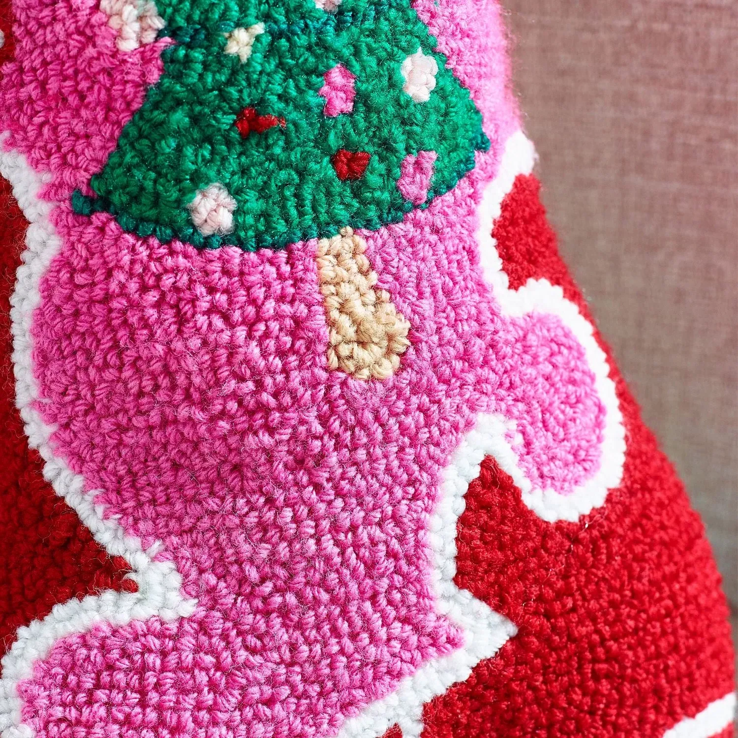 Catherine Lansfield Santa's Howdy Christmas Boot Boucle 3D Shaped Cushion - Pink by Julian Charles, alternate view