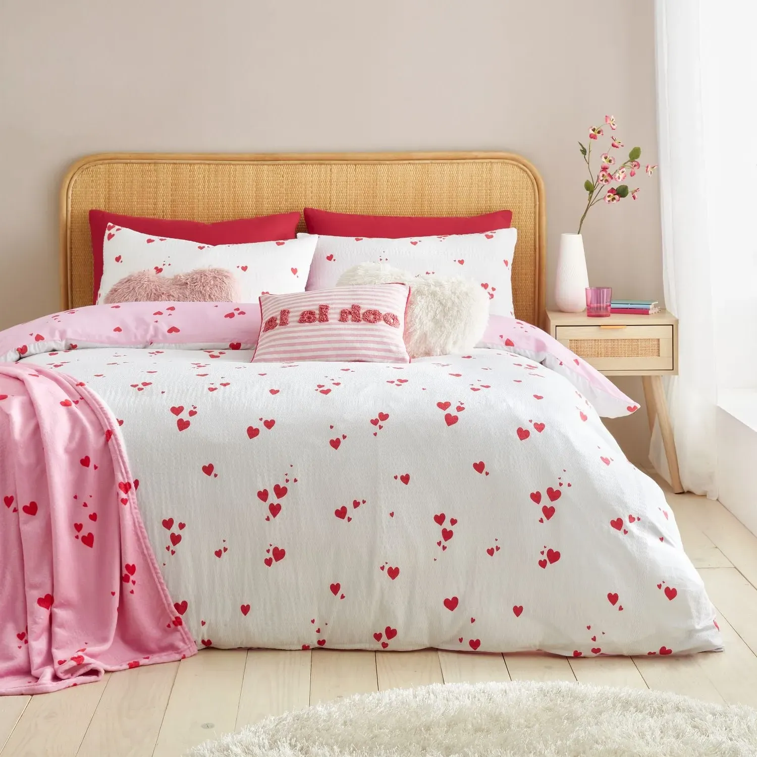 Single Duvet Set Reversible - White, Cotton product