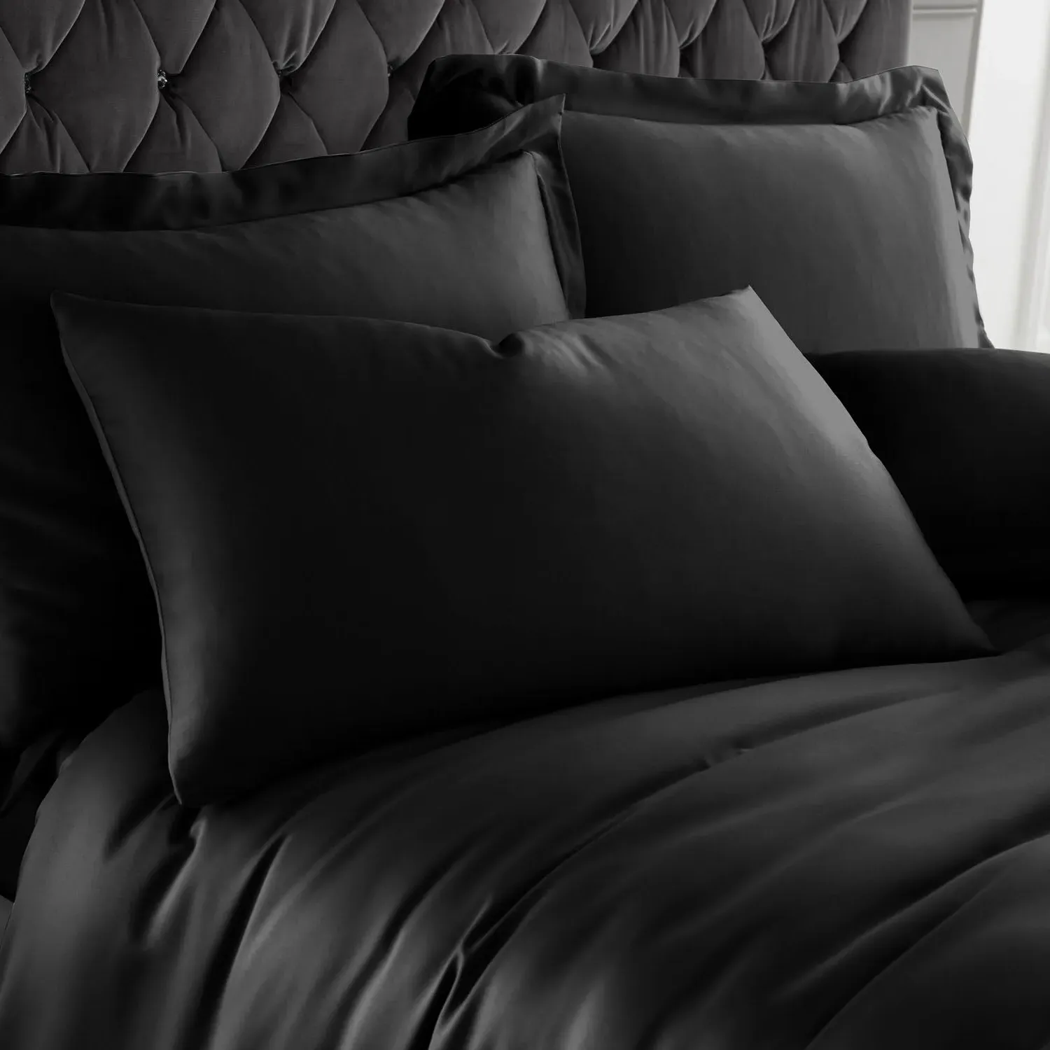 Catherine Lansfield Silky Soft Satin Housewife Pillowcase Pair - Black product