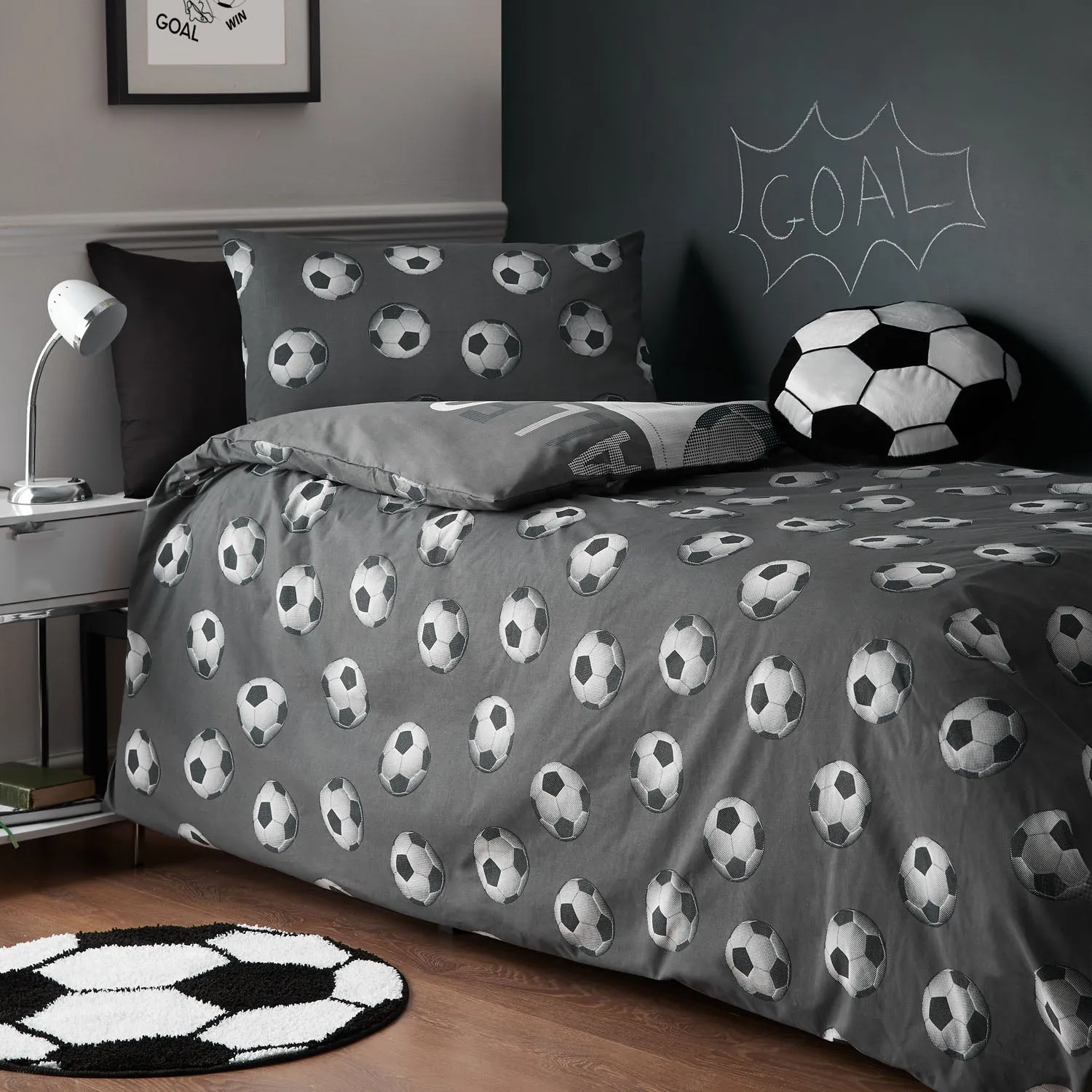 Catherine Lansfield Single Reversible Duvet Set - Grey alternate view