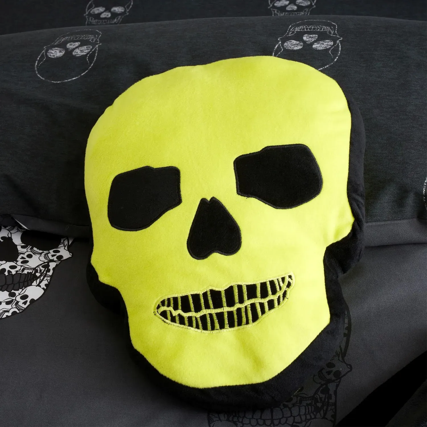 Catherine Lansfield Skull Shaped Cushion - Green product
