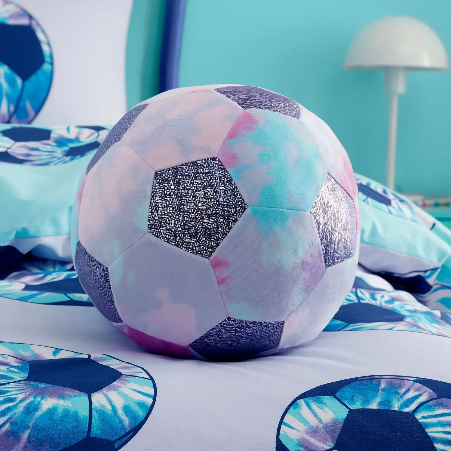 Catherine Lansfield Tie Dye Football 3D Shaped Cushion - Purple product
