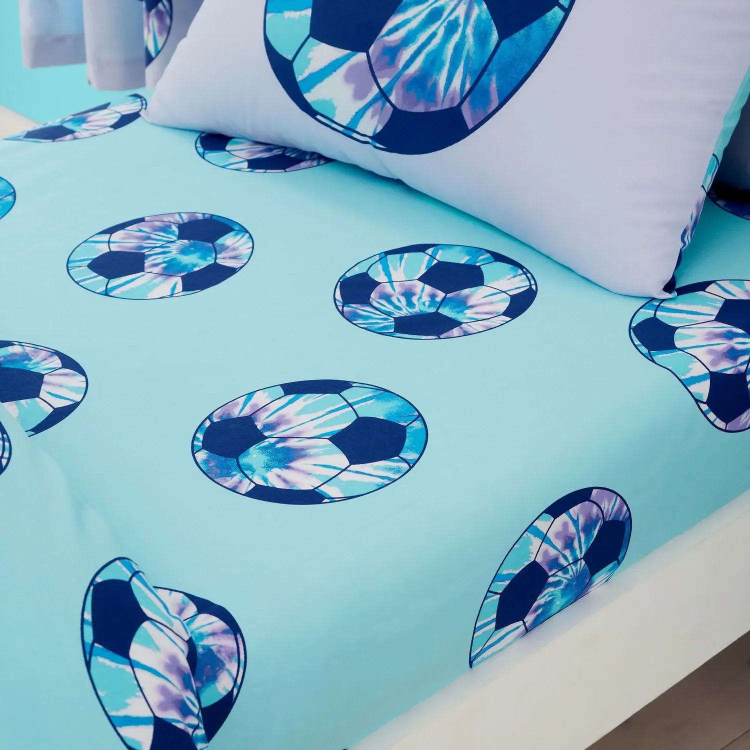 Catherine Lansfield Tie Dye Football Single Fitted Sheet - Purple, Polycotton product