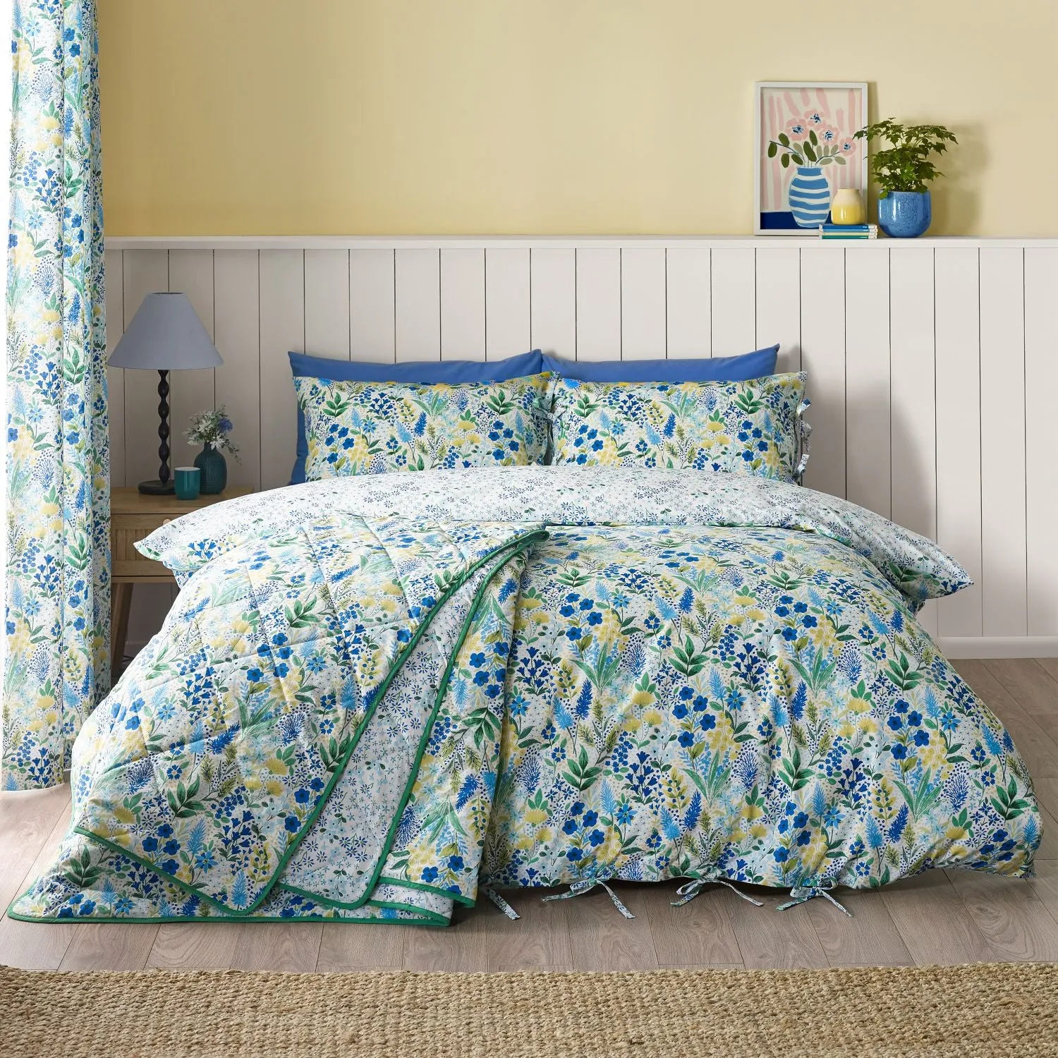 Catherine Lansfield Tilly Double Duvet Set Reversible - Blue, Polycotton product