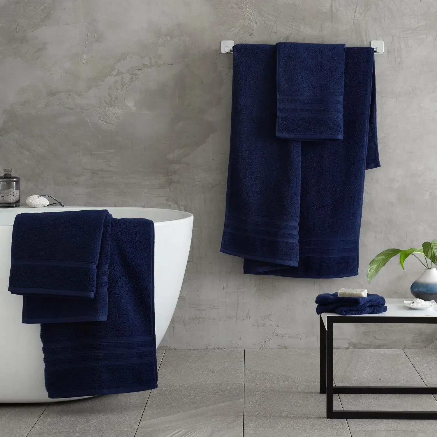 Catherine Lansfield Zero Twist Face Cloth 2PK - Navy Blue, Cotton by Julian Charles