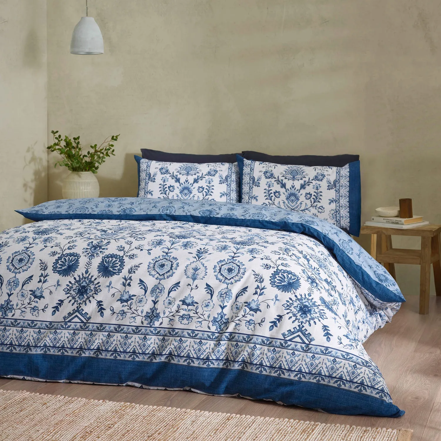 Catherine Lansfield Zoukara Single Duvet Set Reversible - Blue product