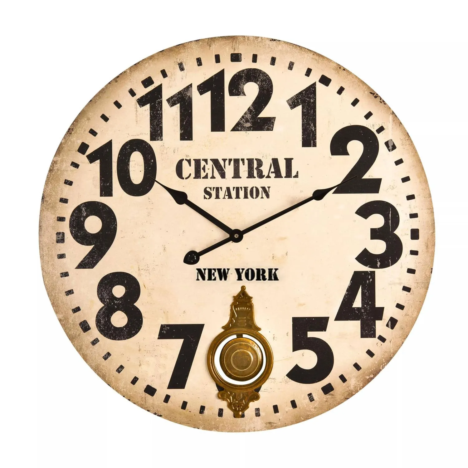 Central Station Vintage Pendulum Wall Clock - Brown, MDF product