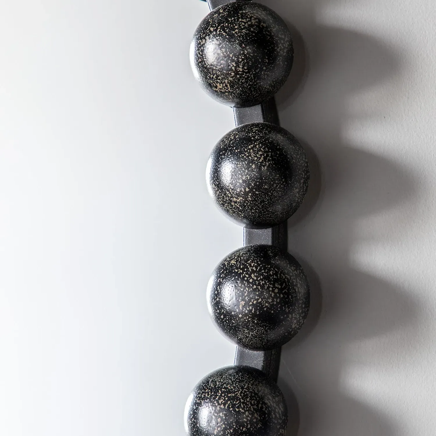 Round Mirror with Beaded Frame - Black, Metal by Julian Charles, image 2